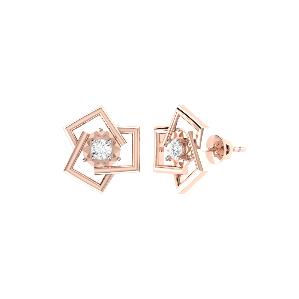 Rose Gold Diamond Earrings - Whimsical Wonders [rg]