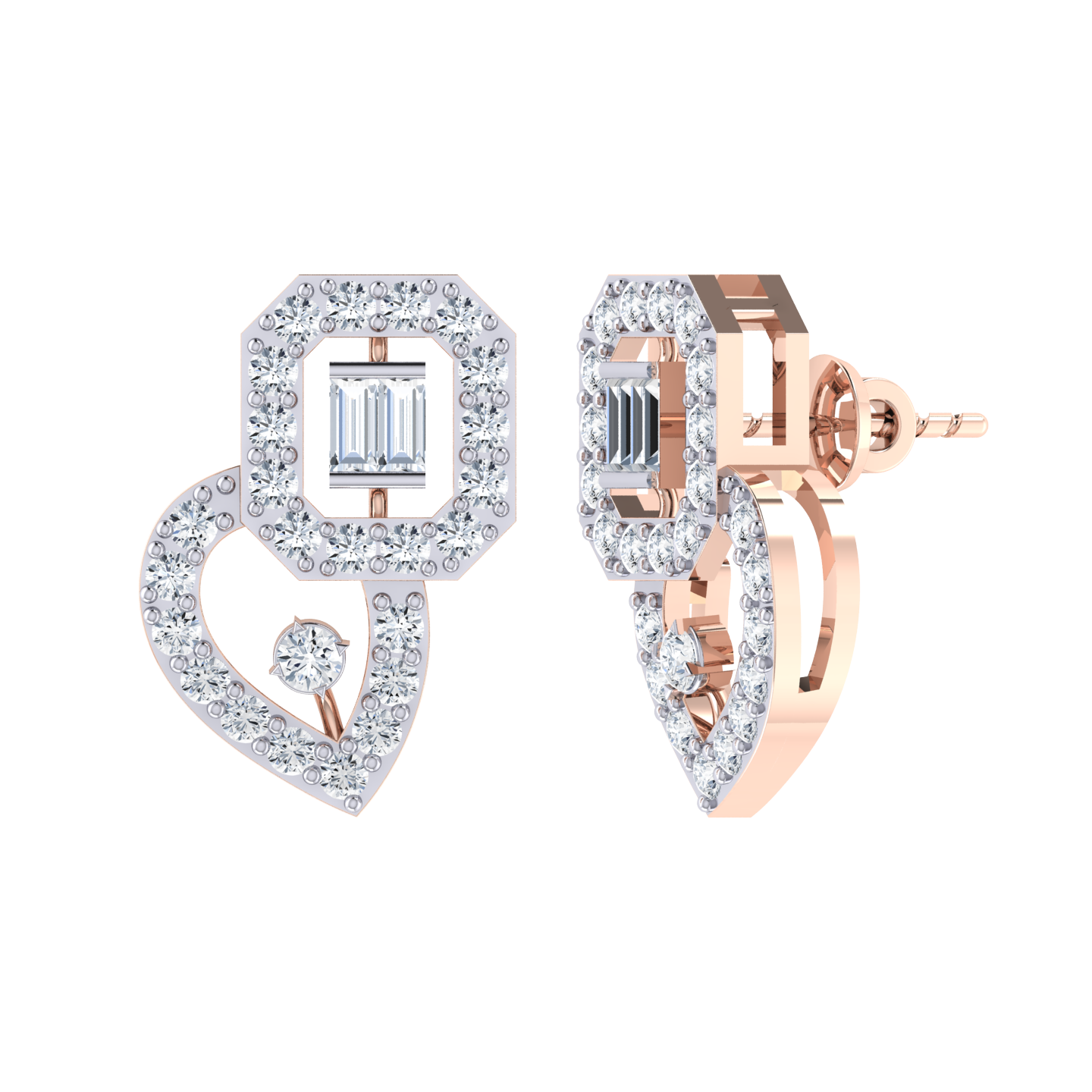 Rose Gold Diamond Earrings - Seraphic Beauty [rg]