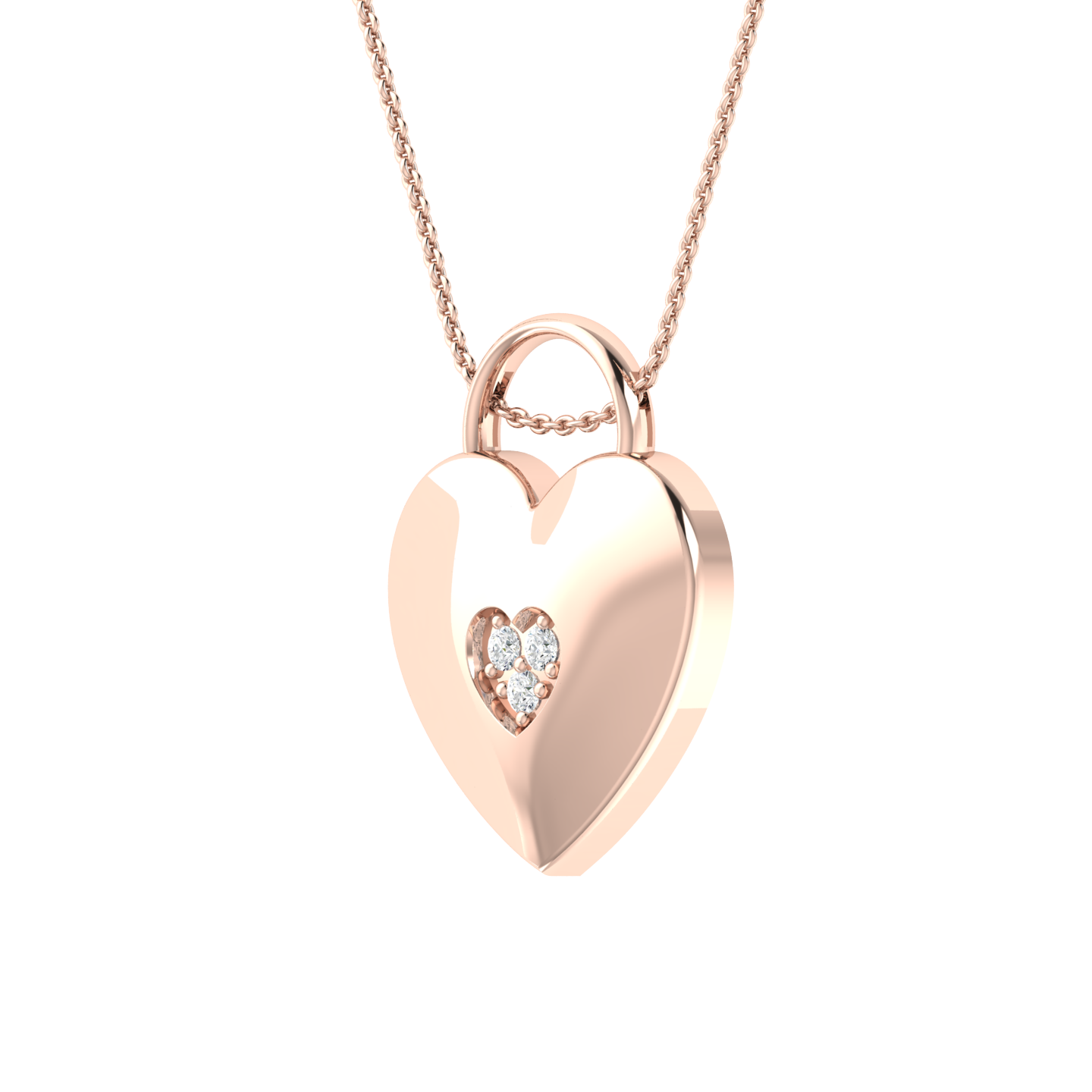 Rose Gold Diamond Pendant - Love Heart [rg]