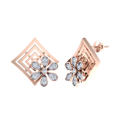 Rose Gold Diamond Earrings - Sparkling Horizons [rg]