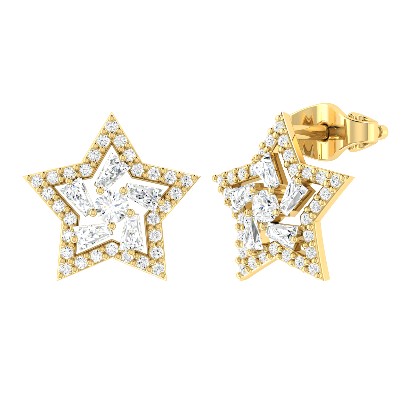 Yellow Gold Diamond Earrings - Celestial Charm [yg]