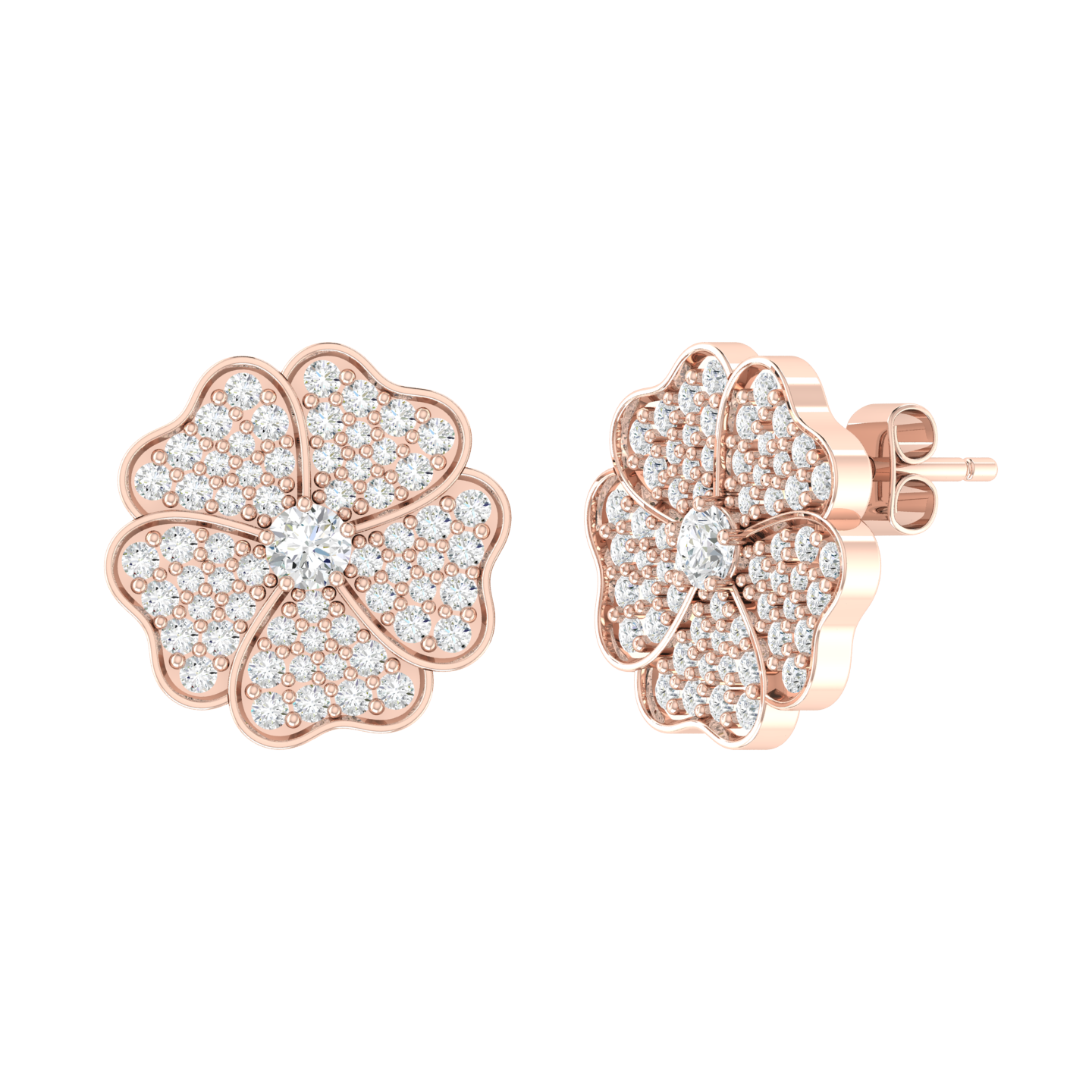 Rose Gold Diamond Earrings - Crimson Bloom [rg]