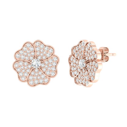Rose Gold Diamond Earrings - Crimson Bloom [rg]