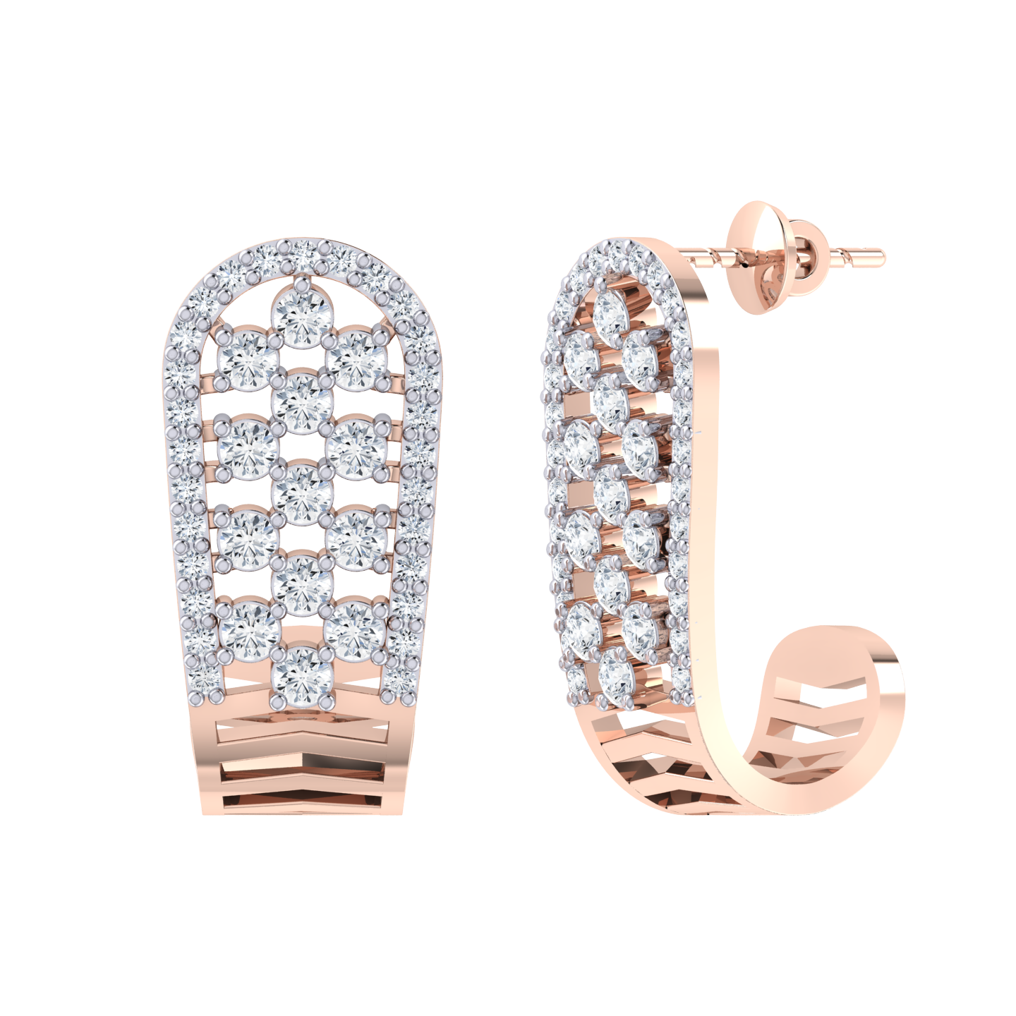 Rose Gold Diamond Earrings - Glittering Jewel [rg]