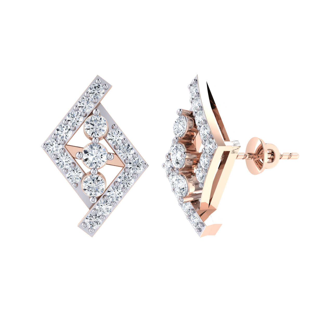 Rose Gold Diamond Earrings - Radiant Reverie [rg]