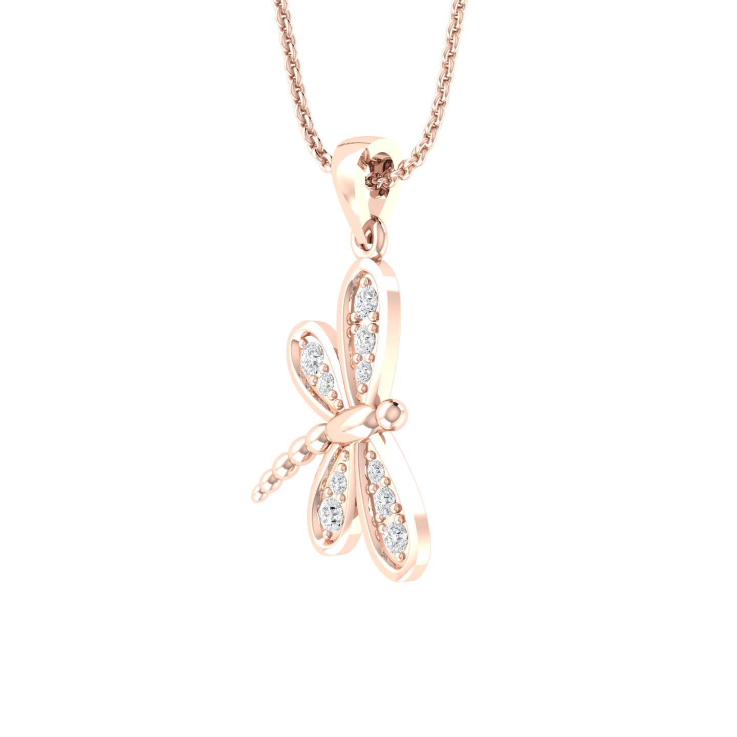 Rose Gold Diamond Pendant - Sparkling Wings [rg]