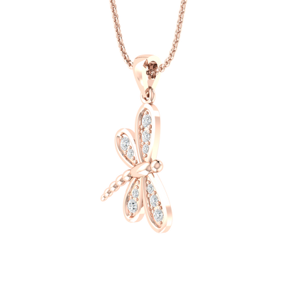 Rose Gold Diamond Pendant - Sparkling Wings [rg]