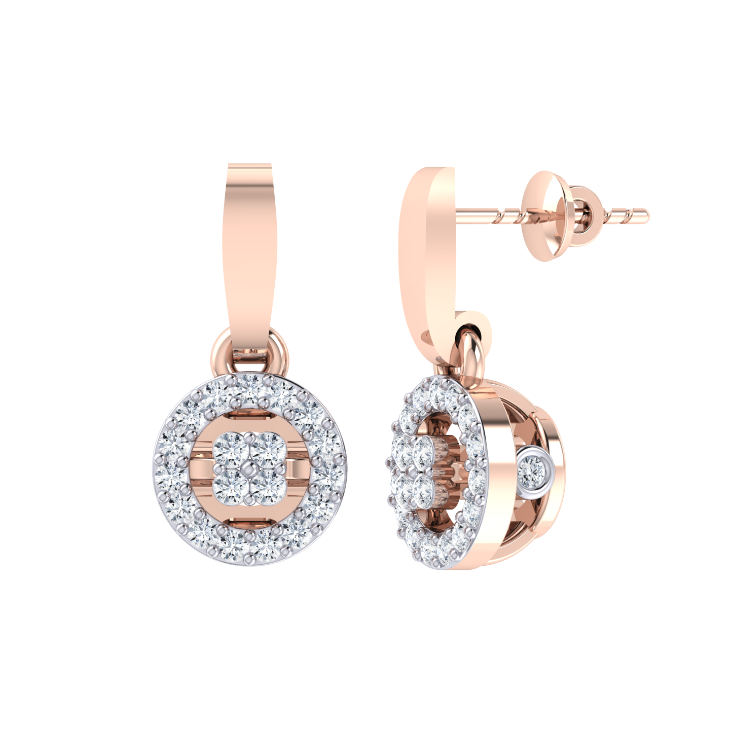 Rose Gold Diamond Earrings - Bling On [rg]