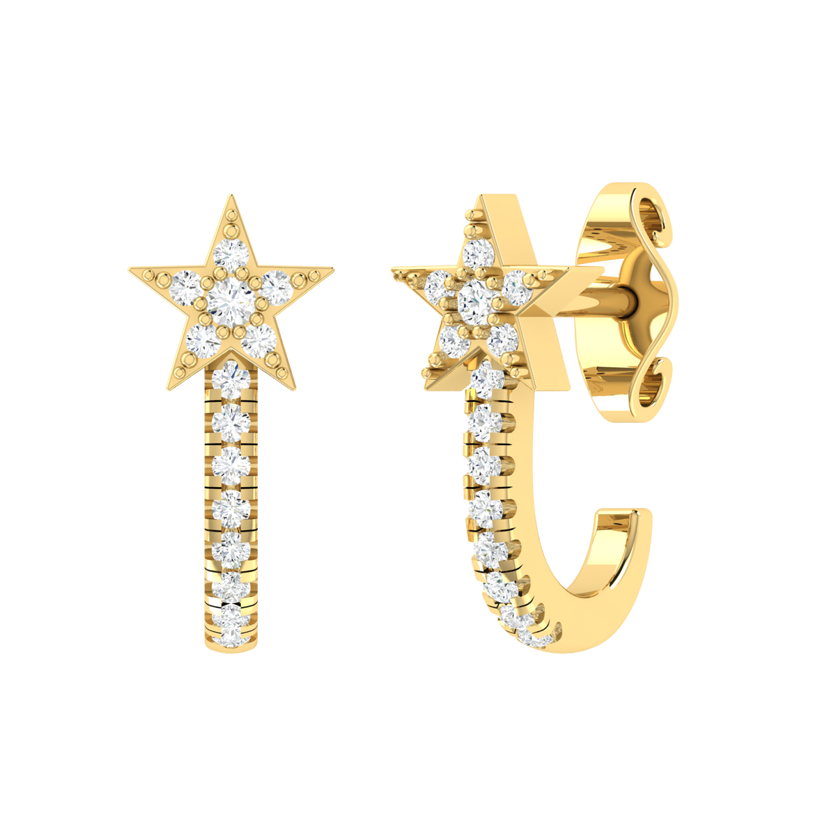 Yellow Gold Diamond Earrings - Brilliant Ray [yg]