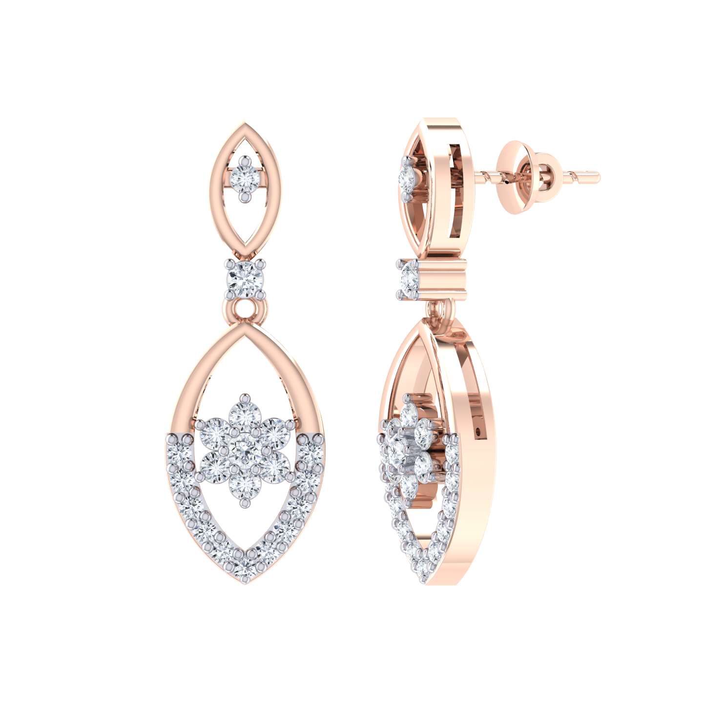 Rose Gold Diamond Earrings - Sparkling Memory [rg]