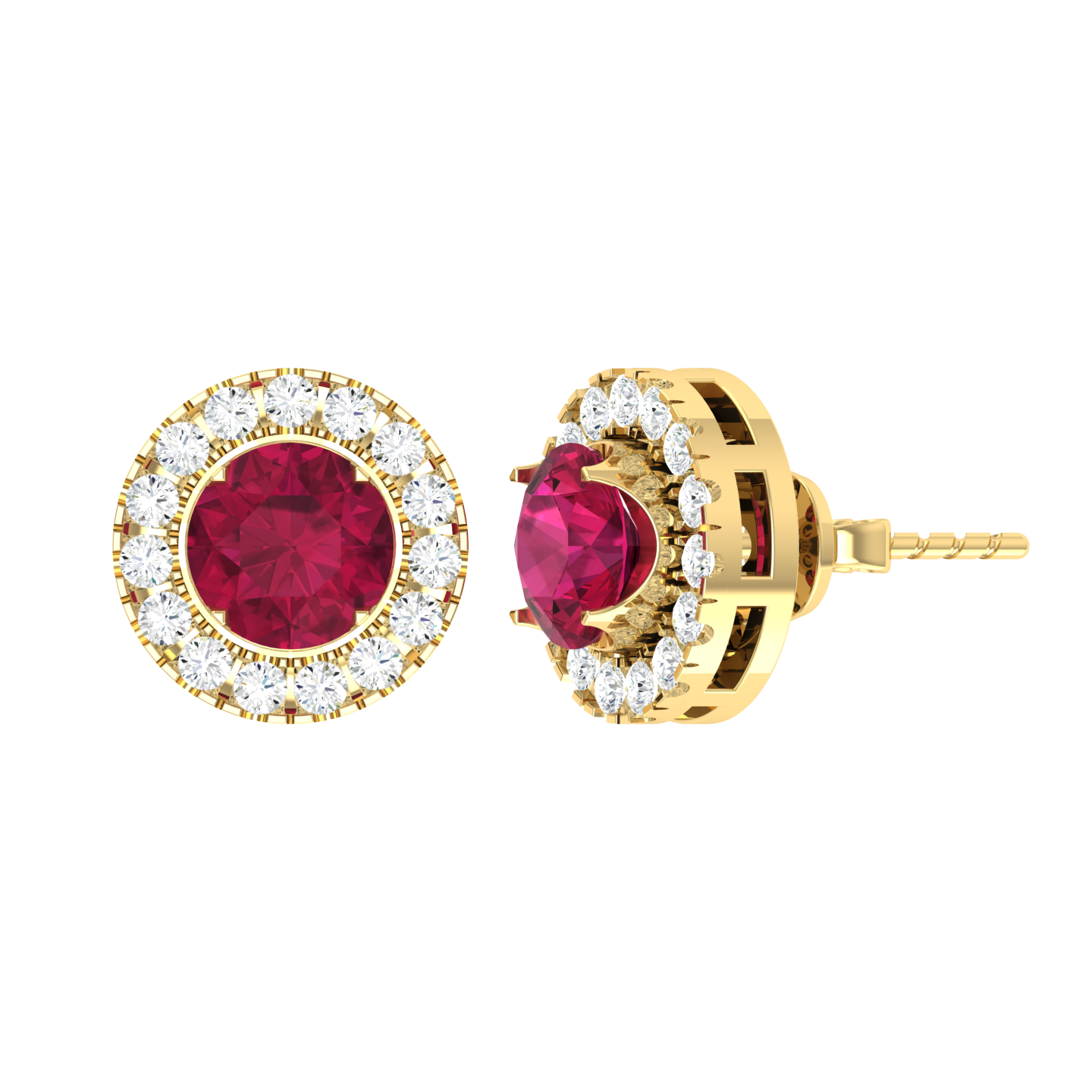 Yellow Gold Diamond Earrings - Crimson Glow [yg]