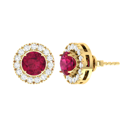 Yellow Gold Diamond Earrings - Crimson Glow [yg]