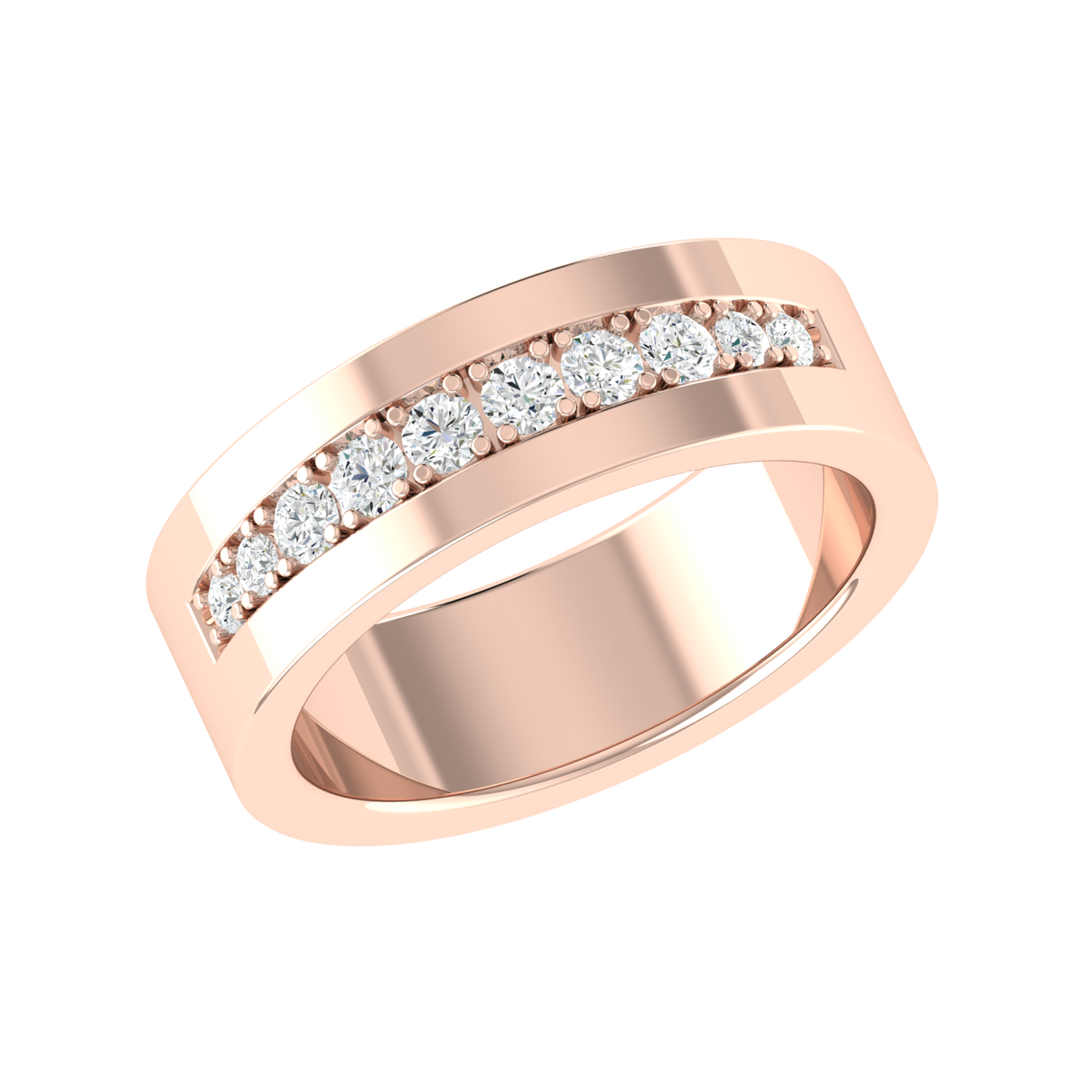 Rose Gold Diamond Ring - Halo Curve [rg]