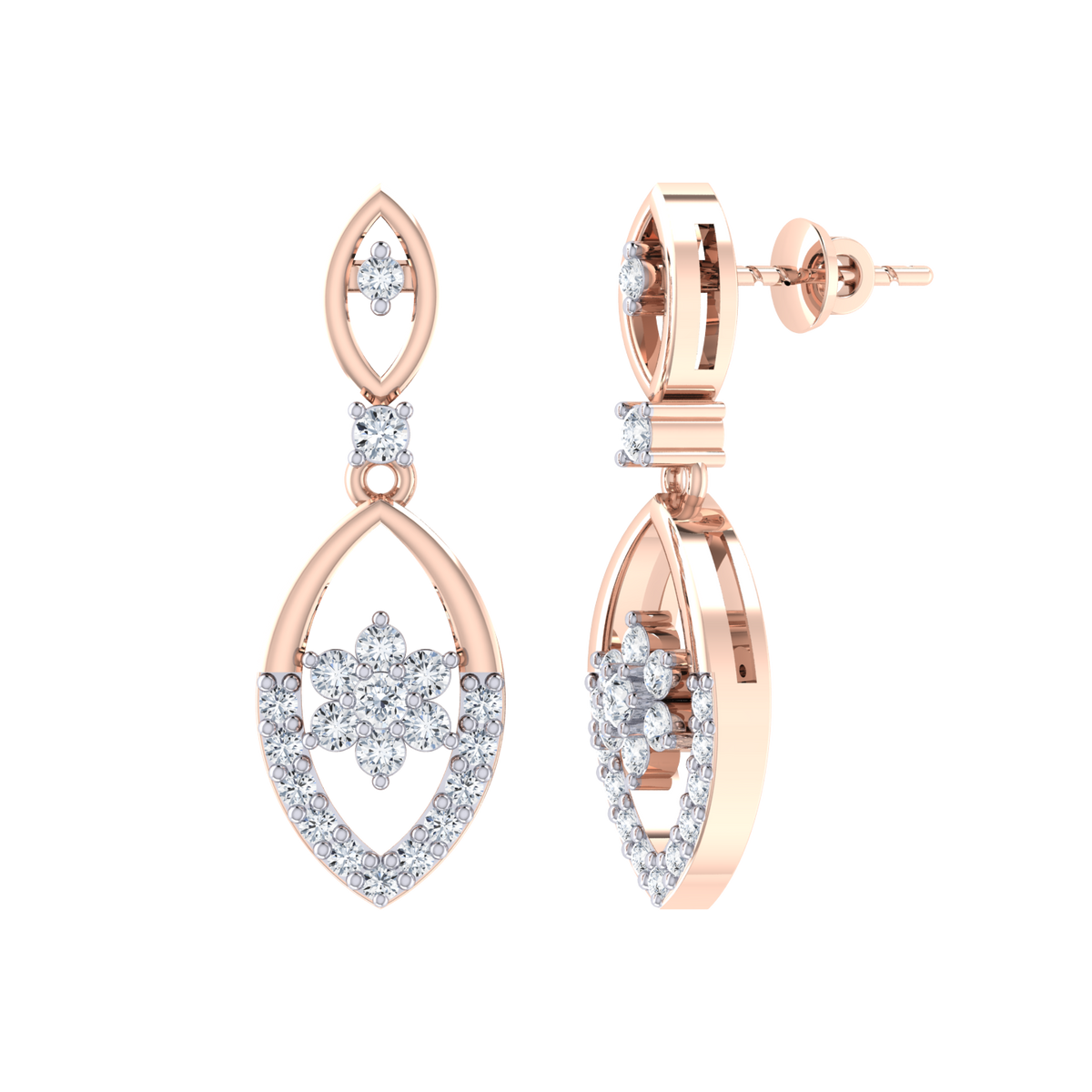 Rose Gold Diamond Earrings - Sparkling Memory [rg]