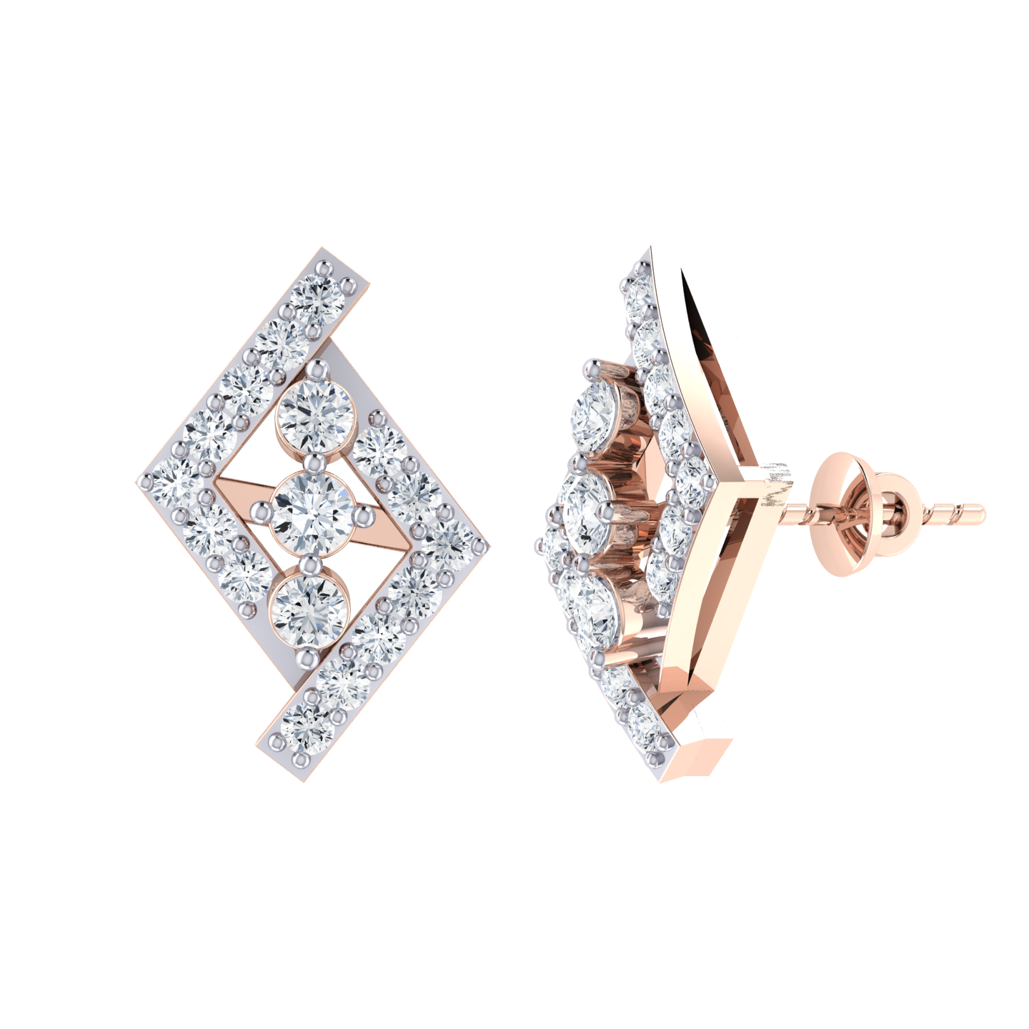Rose Gold Diamond Earrings - Radiant Reverie [rg]