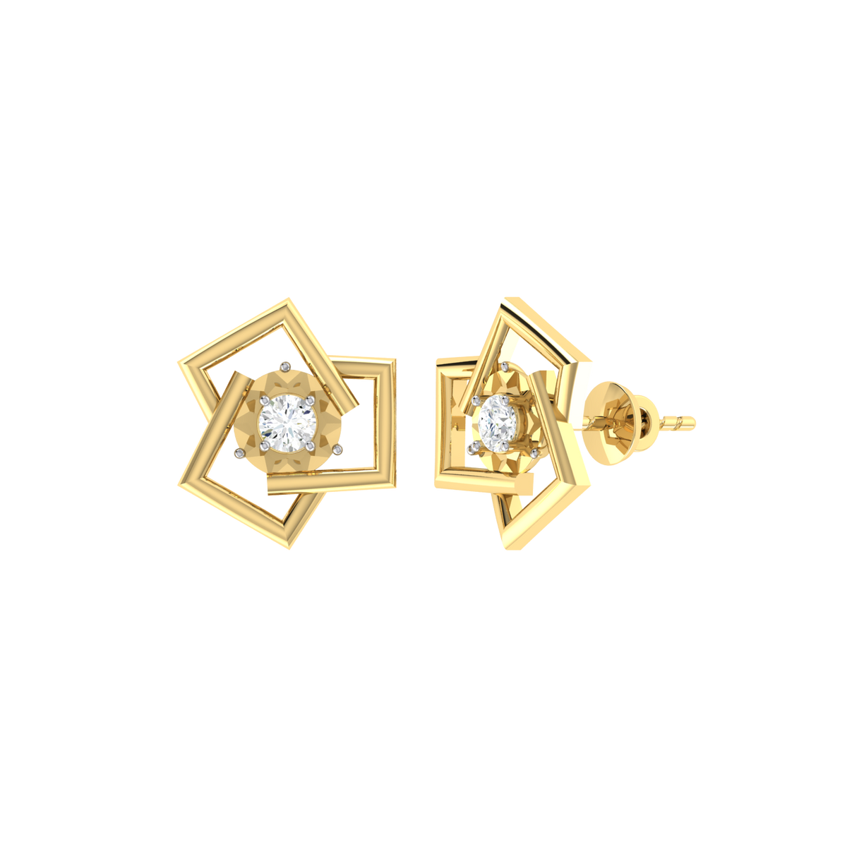 Yellow Gold Diamond Earrings - Whimsical Wonders [yg]