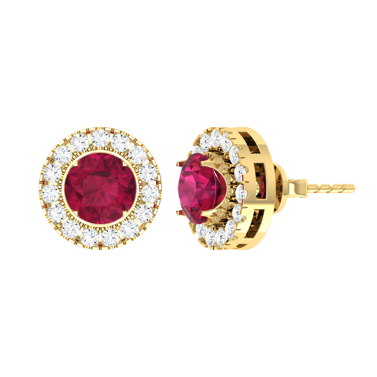 Yellow Gold Diamond Earrings - Crimson Glow [yg]