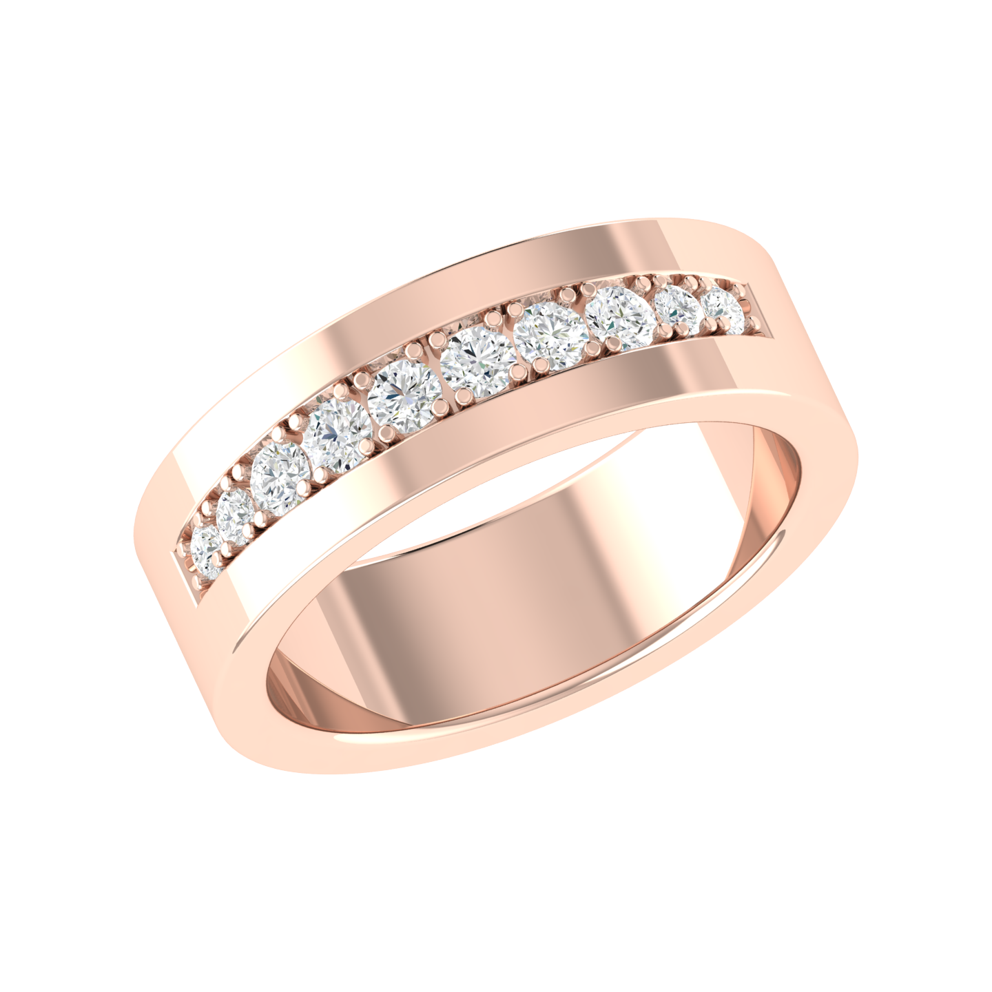 Rose Gold Diamond Ring - Halo Curve [rg]
