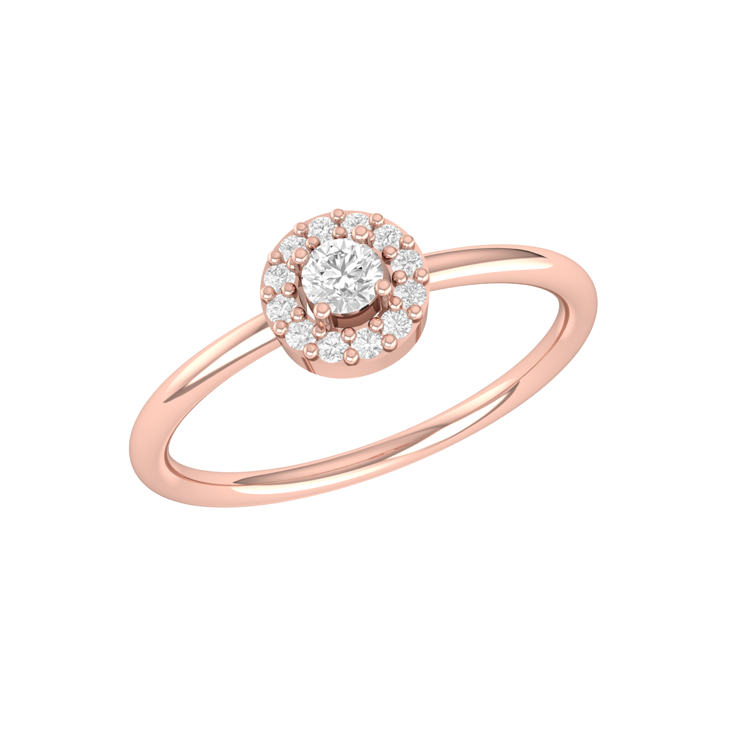 Rose Gold Diamond Ring - Lustrous Halo [rg]