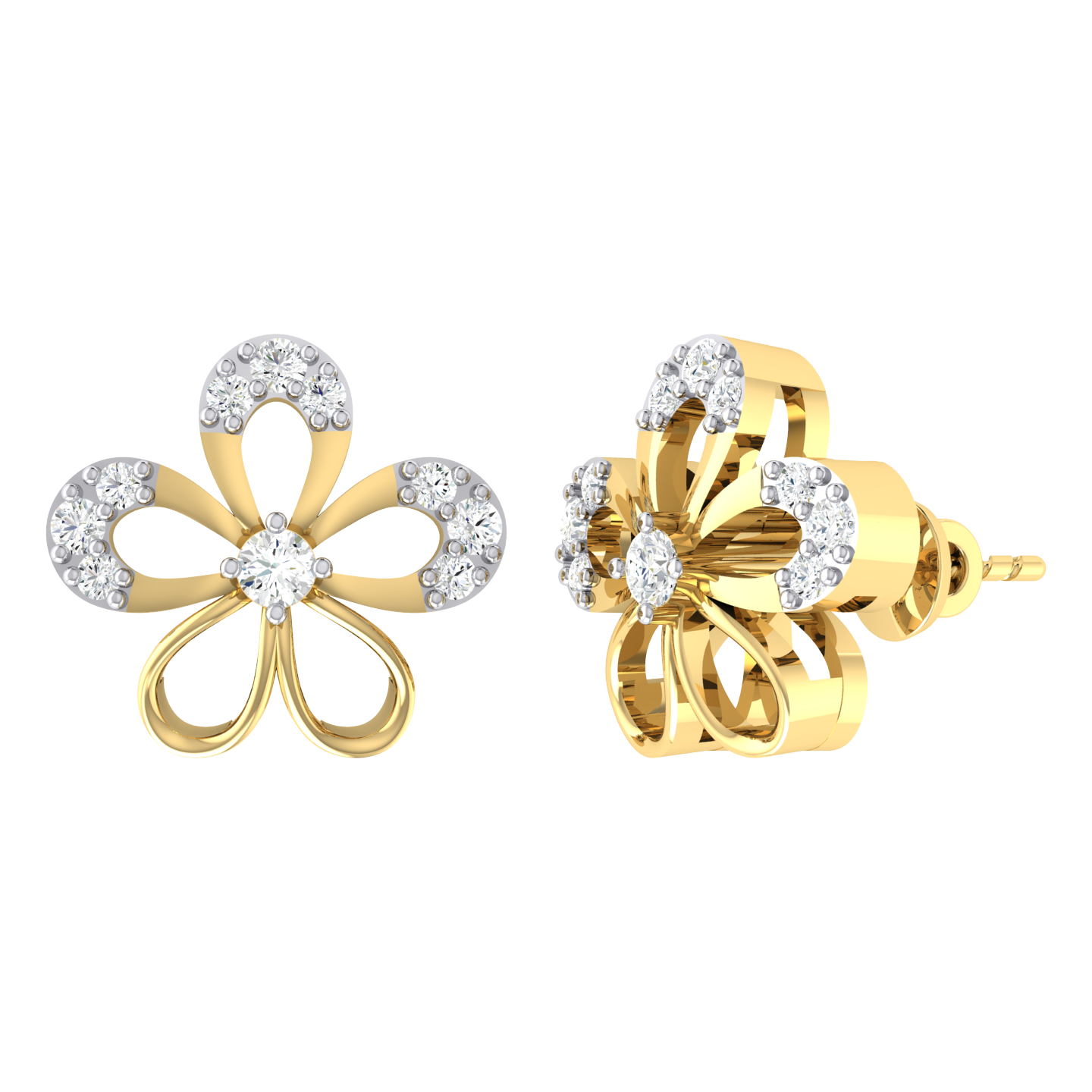 Yellow Gold Diamond Earrings - Stellar Studs [yg]
