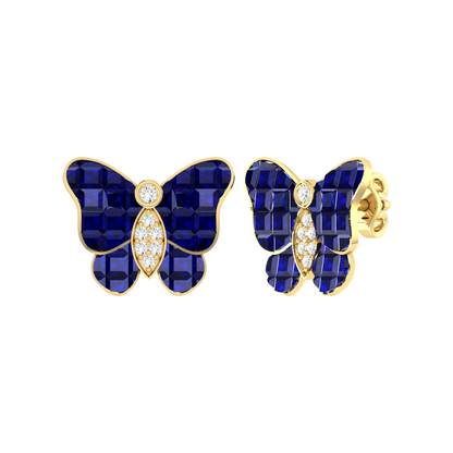 Yellow Gold Diamond Earrings - Butterfly Dream [yg]