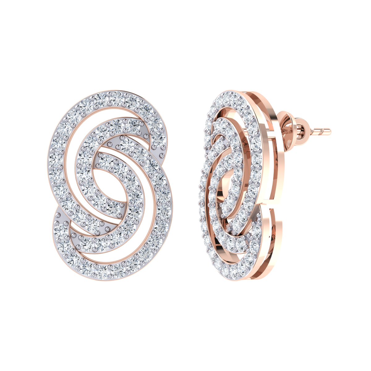 Rose Gold Diamond Earrings - Infinity Isle [rg]