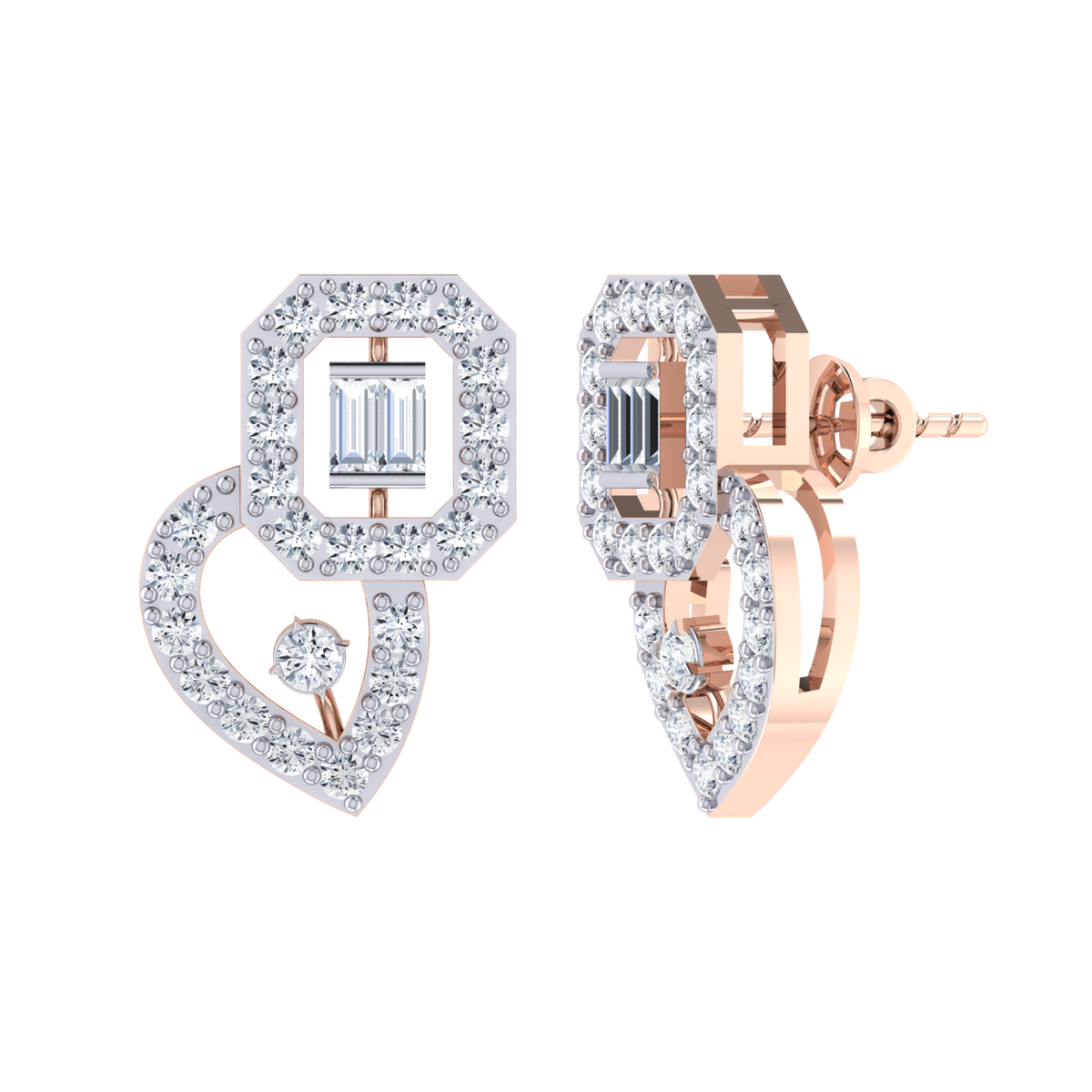 Rose Gold Diamond Earrings - Seraphic Beauty [rg]