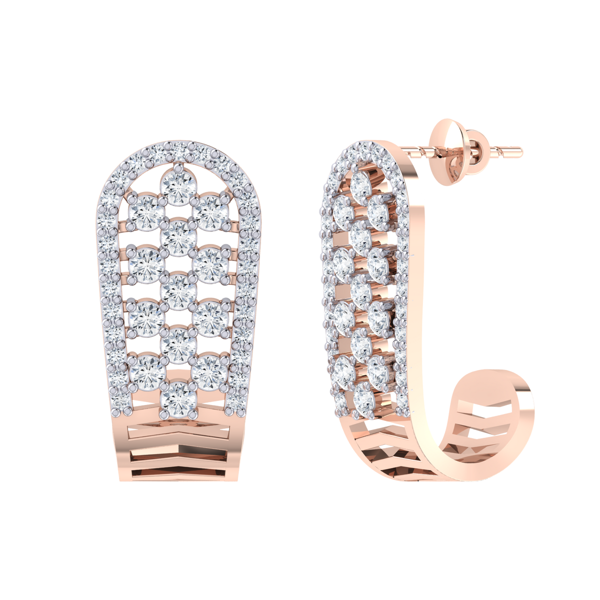 Rose Gold Diamond Earrings - Glittering Jewel [rg]