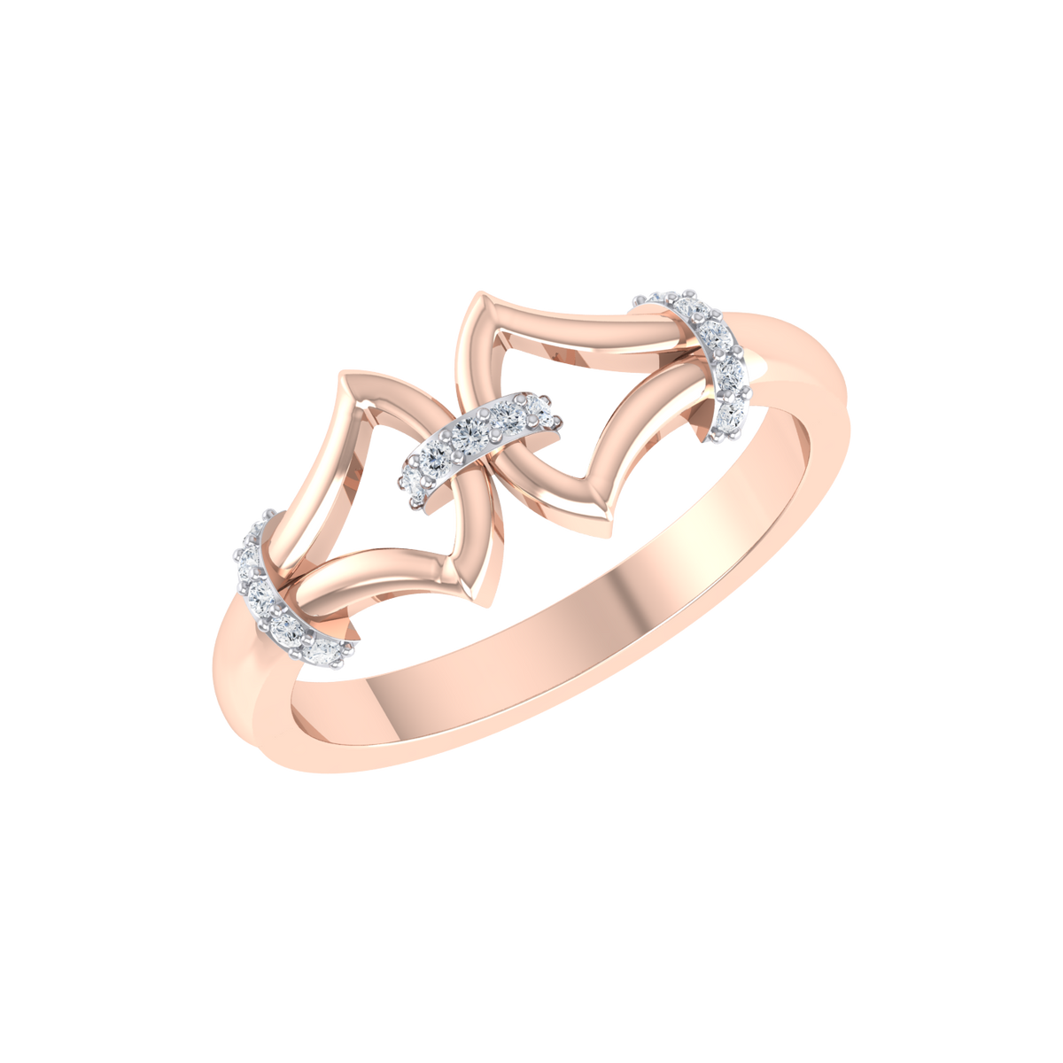 Rose Gold Diamond Ring  - Gilded Arc [rg]