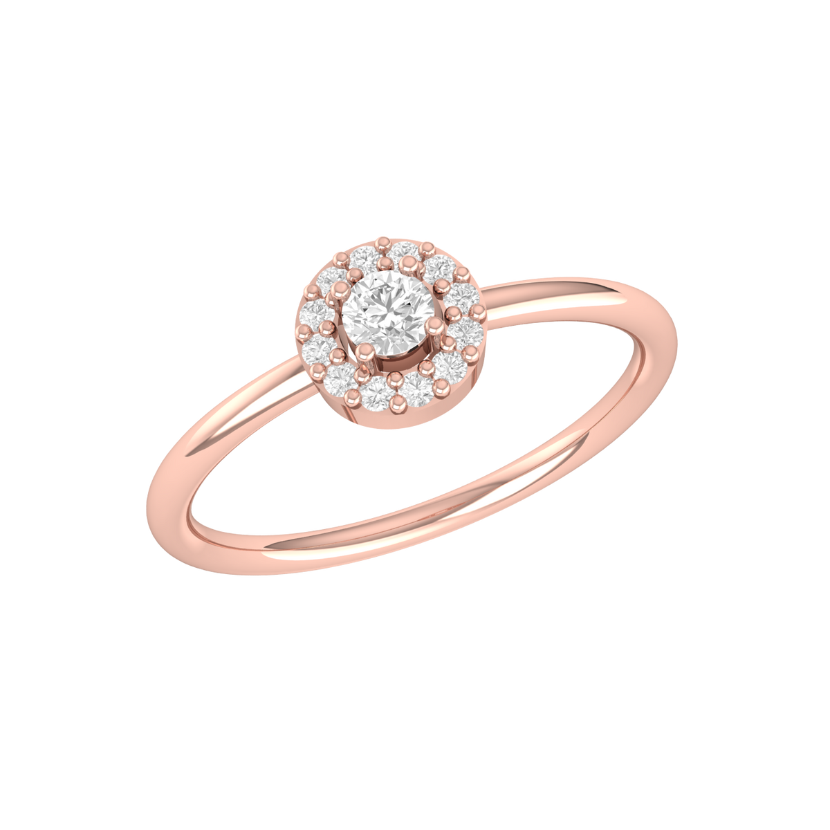Rose Gold Diamond Ring - Lustrous Halo [rg]