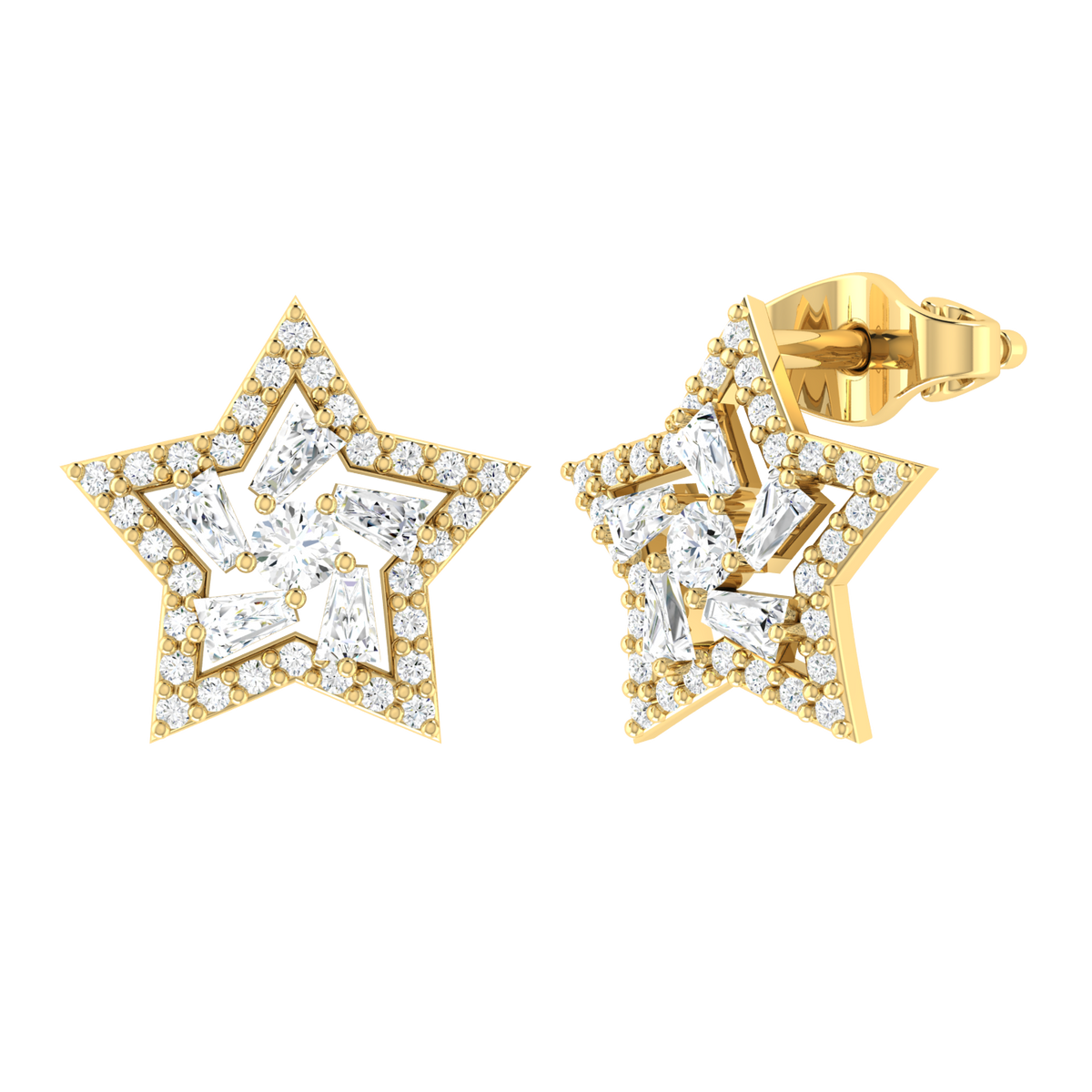 Yellow Gold Diamond Earrings - Celestial Charm [yg]