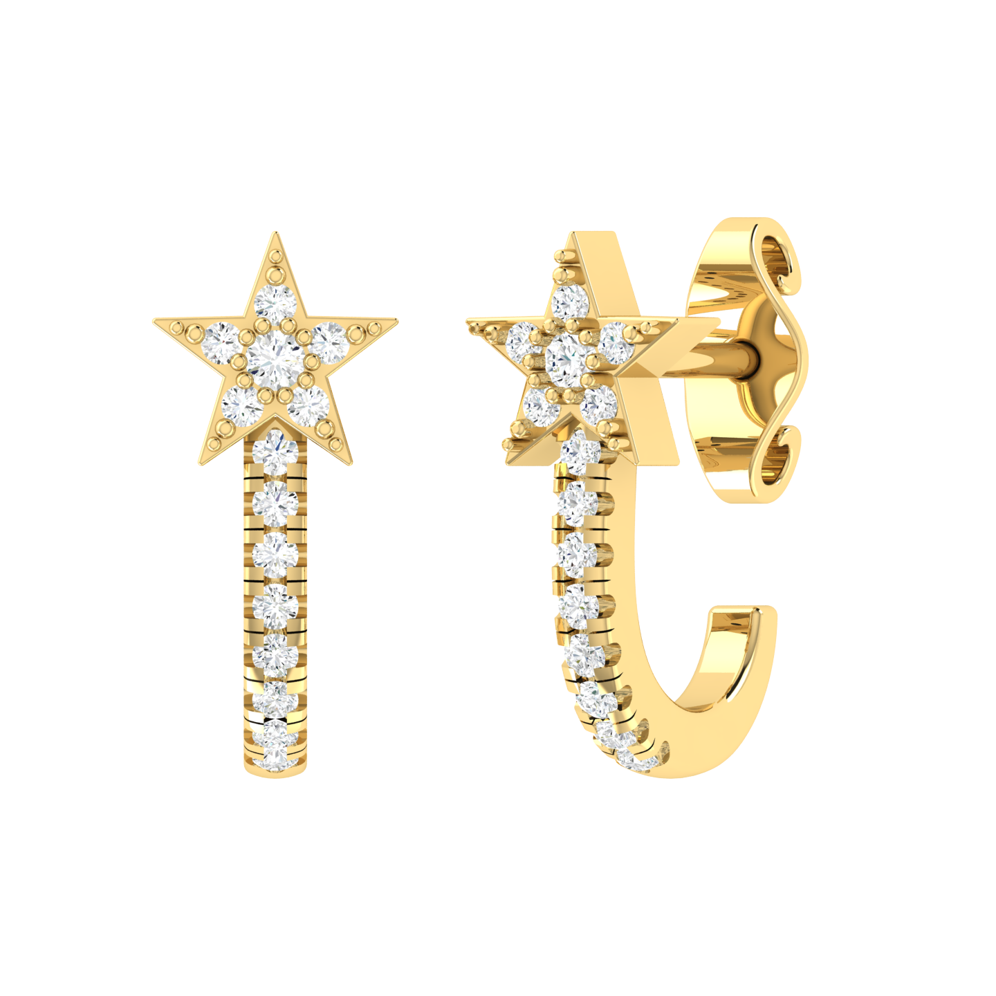 Yellow Gold Diamond Earrings - Brilliant Ray [yg]