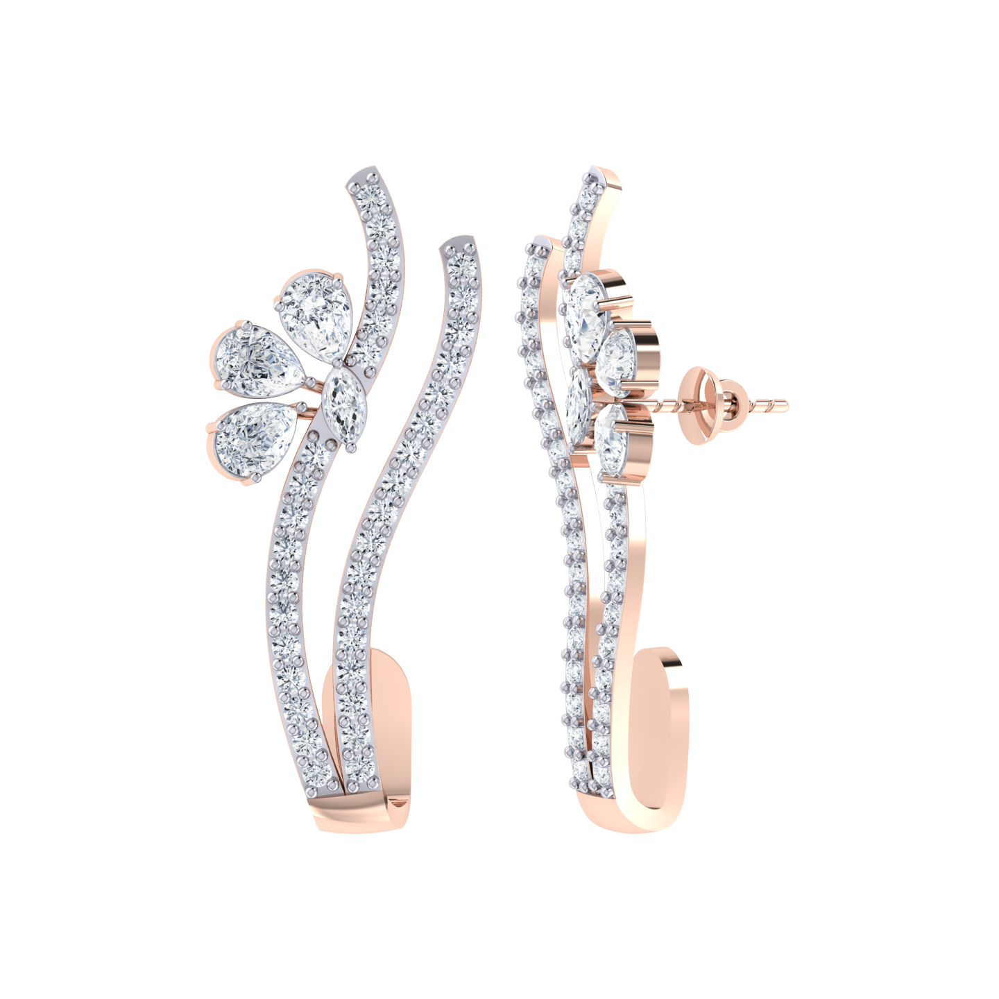Rose Gold Diamond Earrings - Sunshine Jewel [rg]