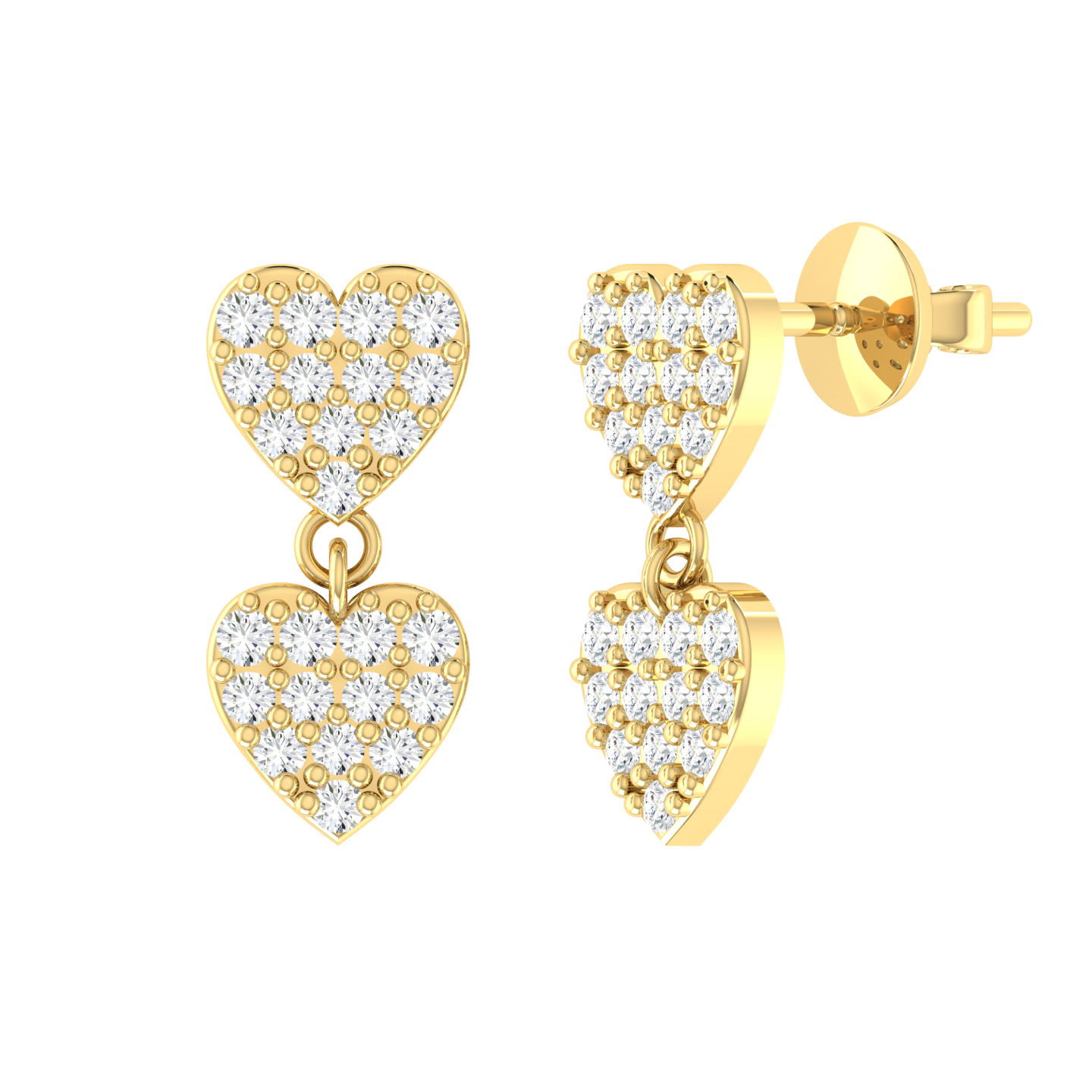 Yellow Gold Diamond Earrings - Forever Heart [yg]