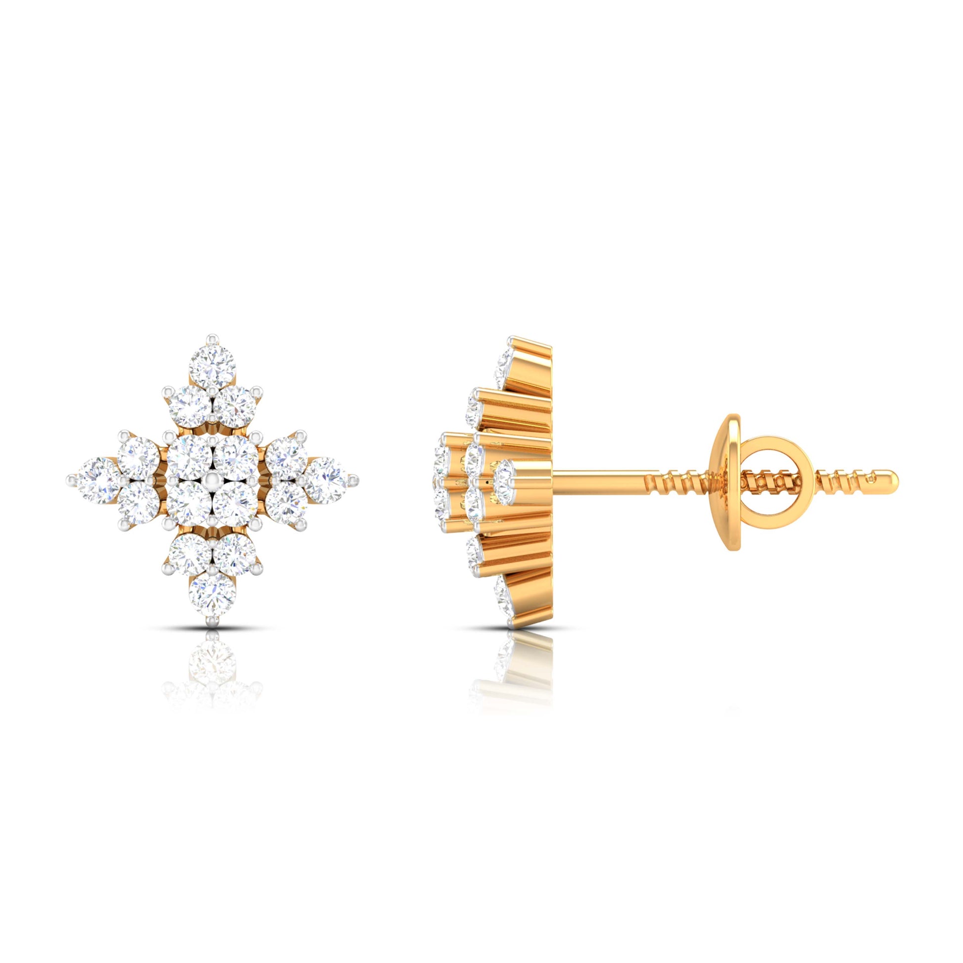 Yellow Gold Diamond Earrings - Gala Shine [yg]