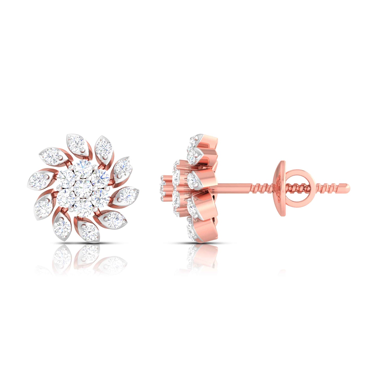 Rose Gold Diamond Earrings - Petal Whirl [rg]