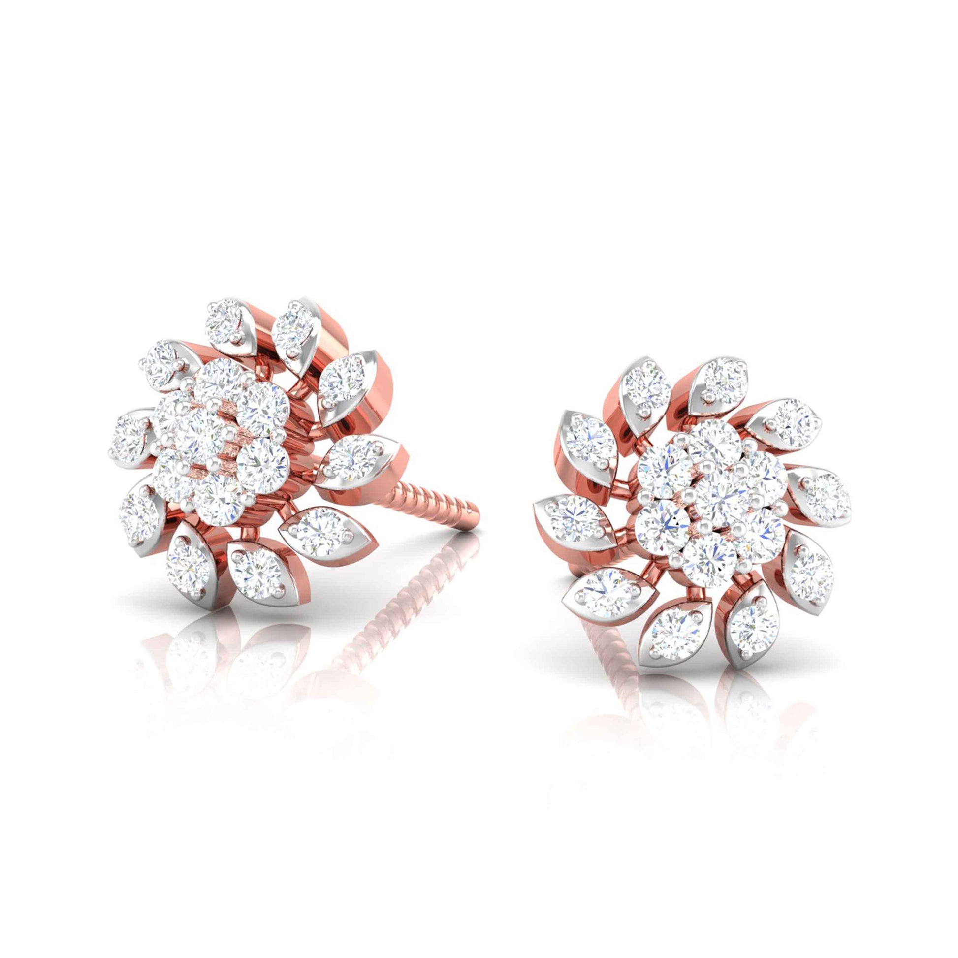 Petal Whirl Rose Gold Diamond Earrings [rg]