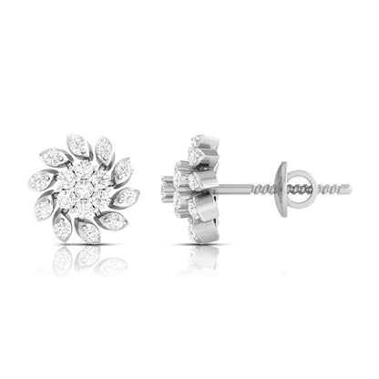 White Gold Diamond Earrings - Petal Whirl [wg]