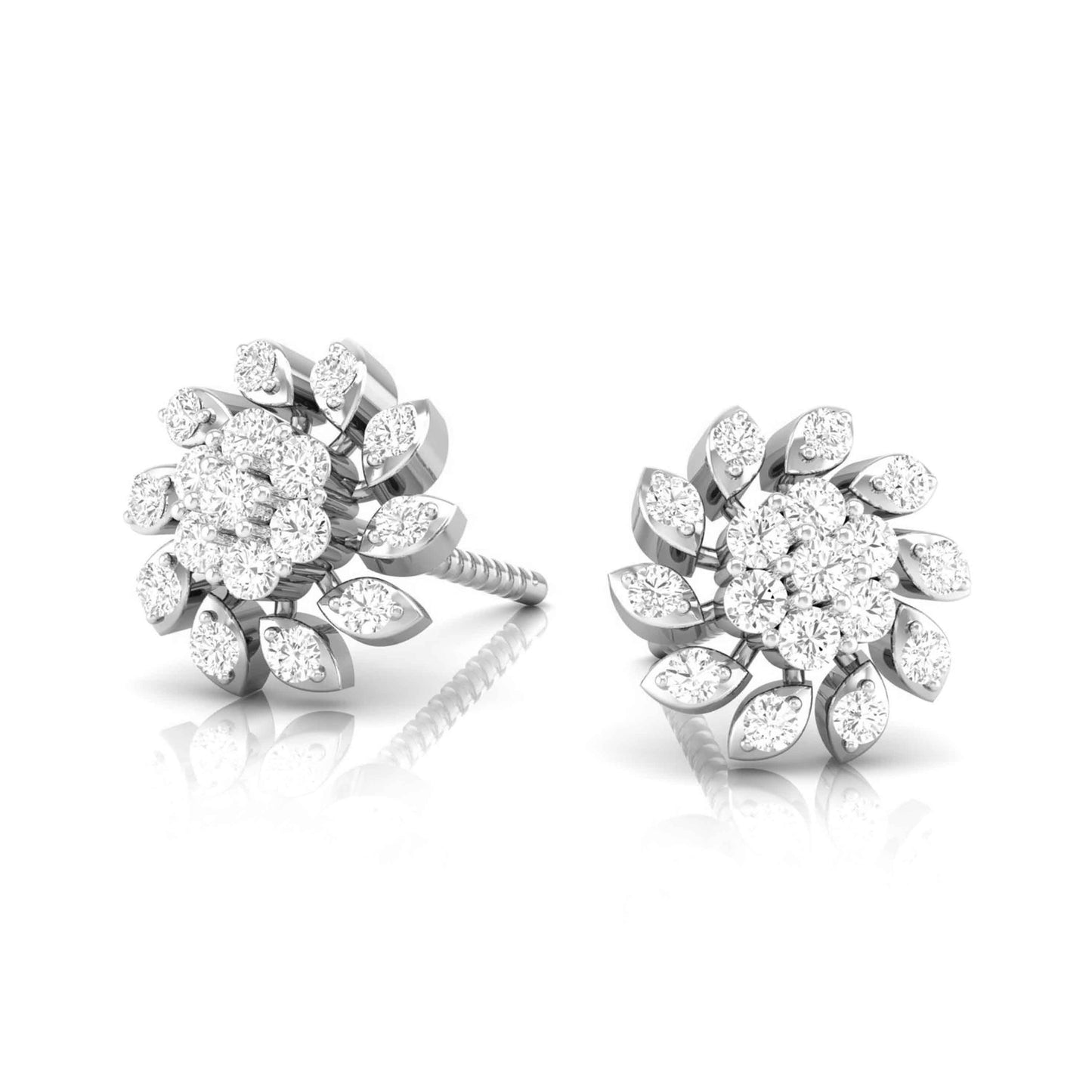Petal Whirl White Gold Diamond Earrings [wg]