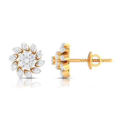 Yellow Gold Diamond Earrings - Petal Whirl [yg]