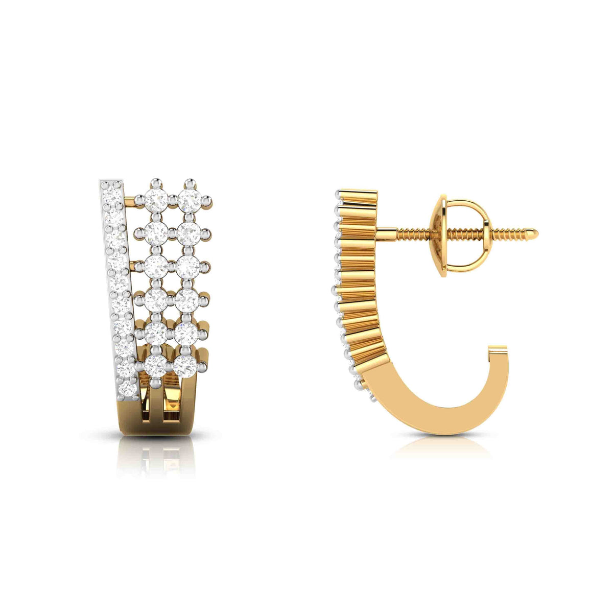Yellow Gold Diamond Earrings - Lineup Spark [yg]