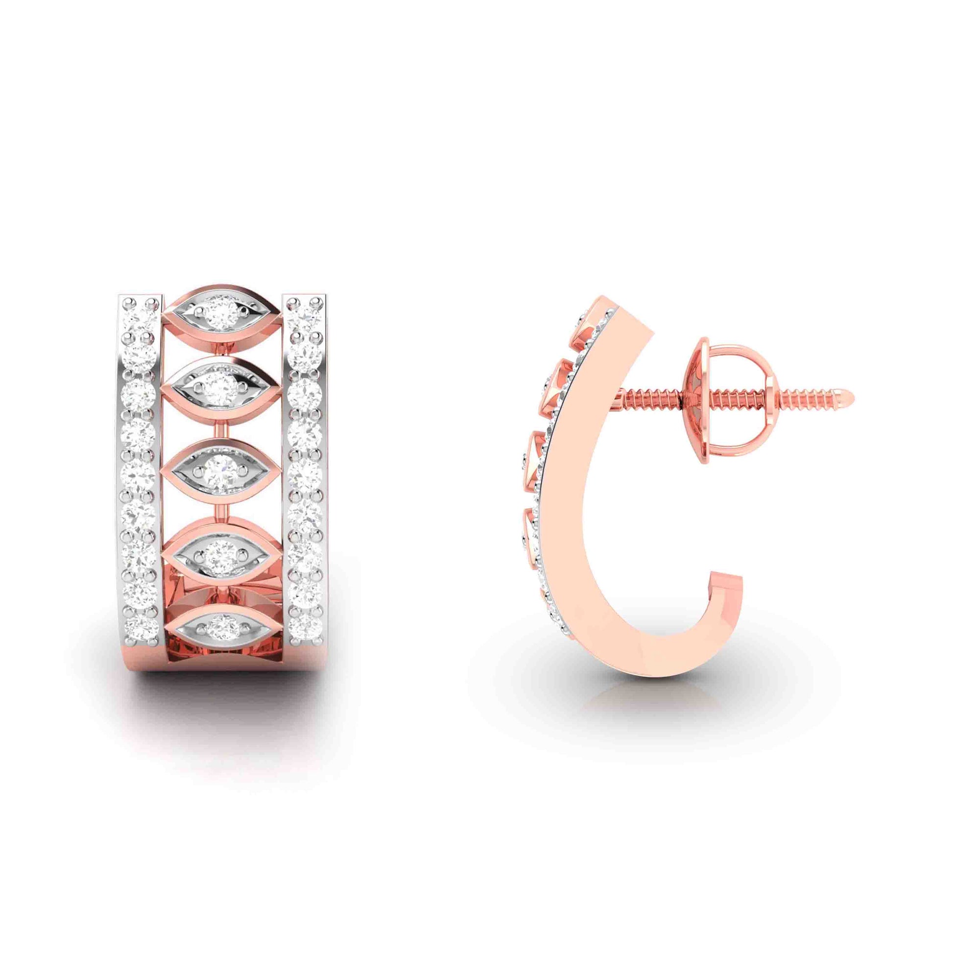 Rose Gold Diamond Earrings - Marquise Matrix [rg]