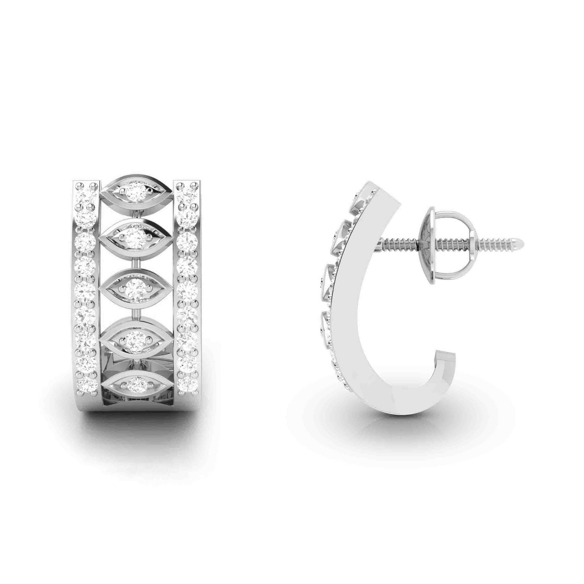 White Gold Diamond Earrings - Marquise Matrix [wg]