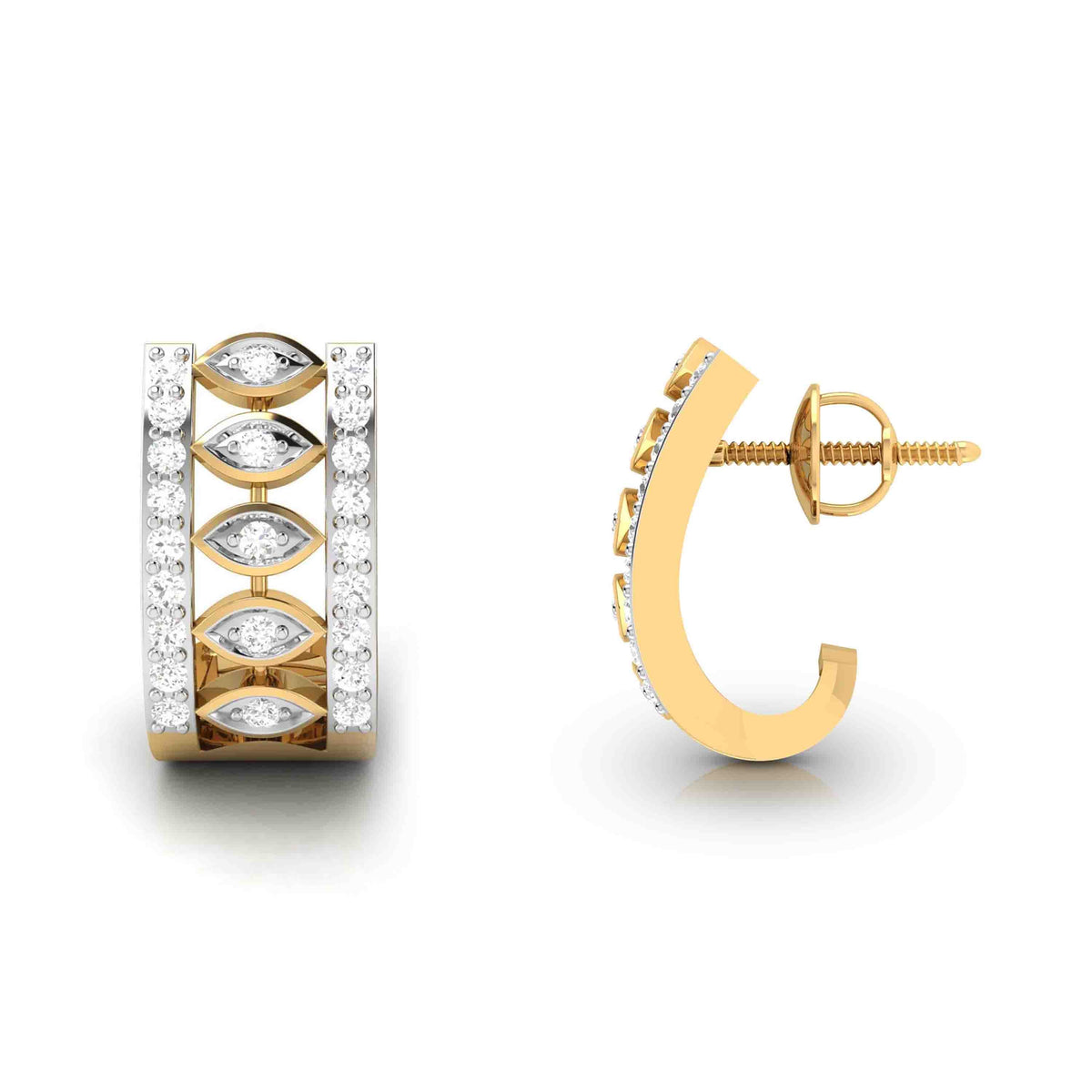 Yellow Gold Diamond Earrings - Marquise Matrix [yg]