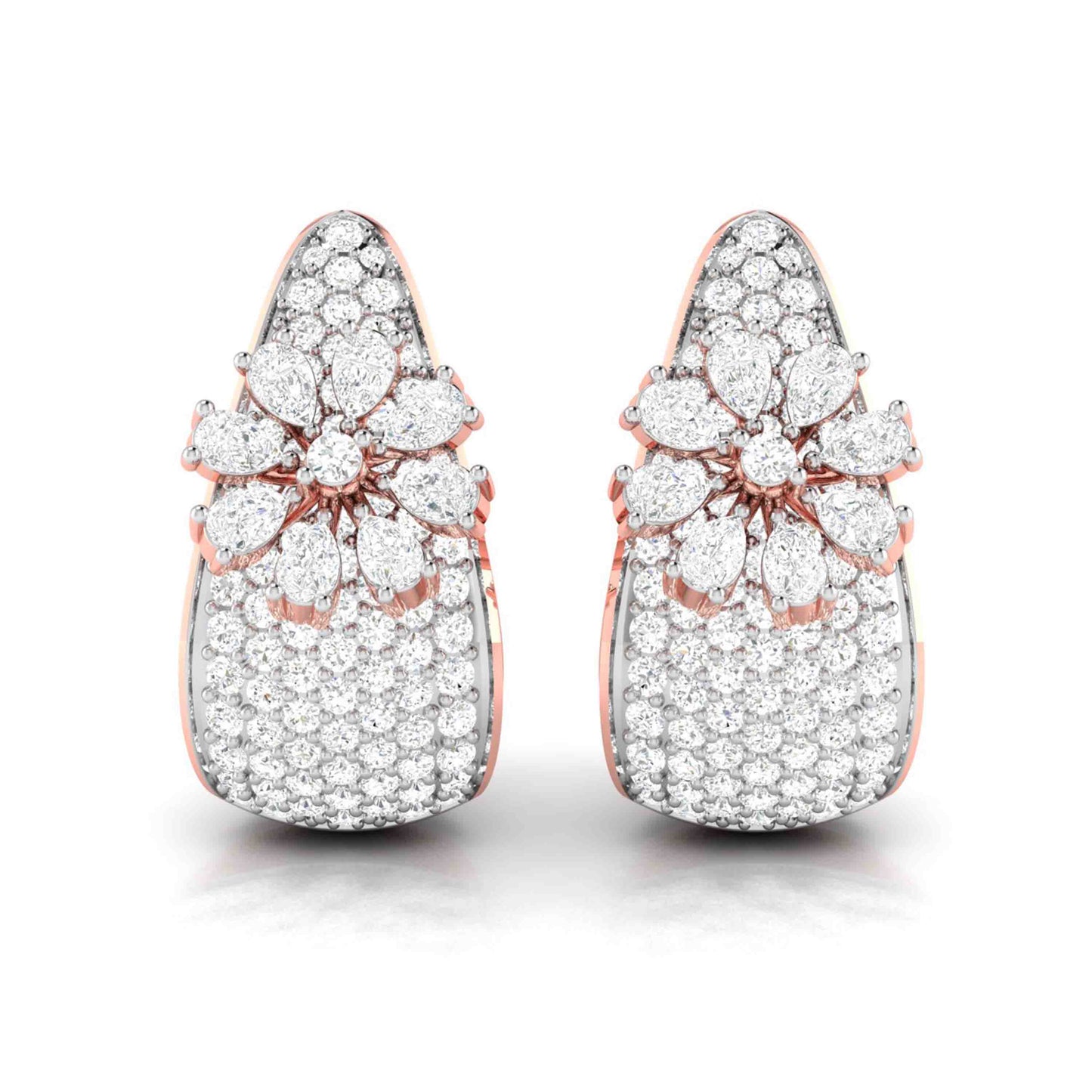 Flower Reign Rose Gold Diamond Earrings [rg]
