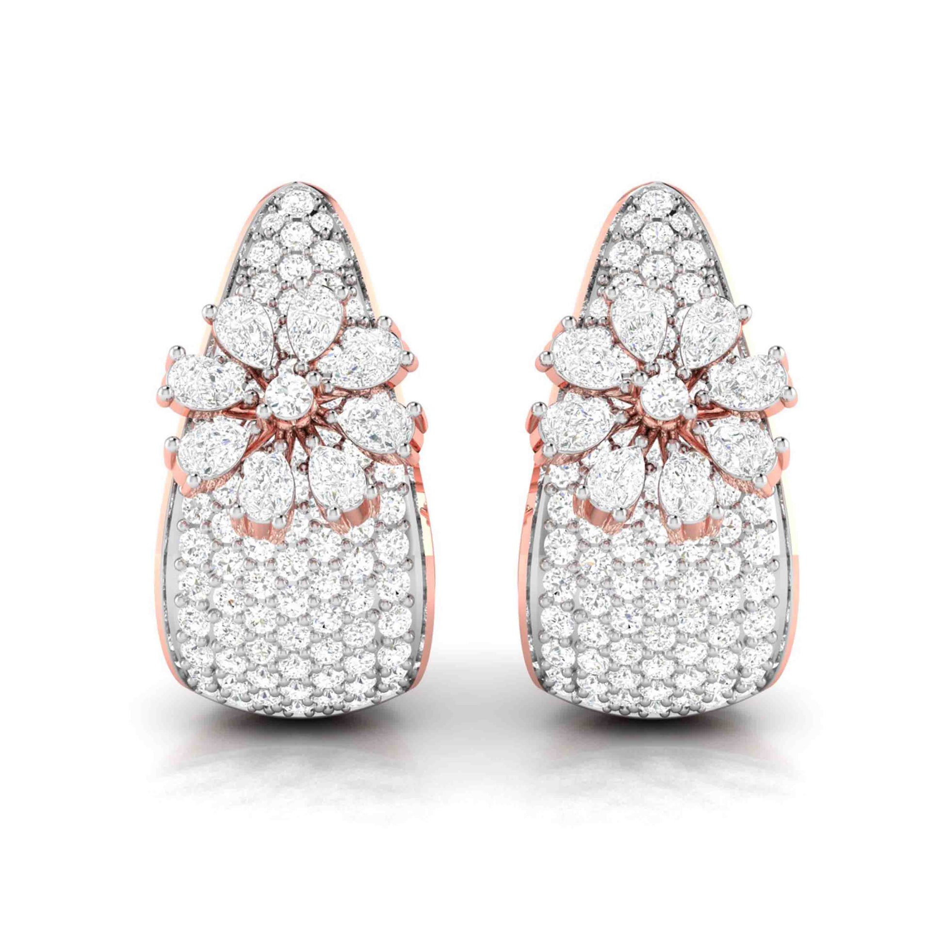 Flower Reign Rose Gold Diamond Earrings [rg]