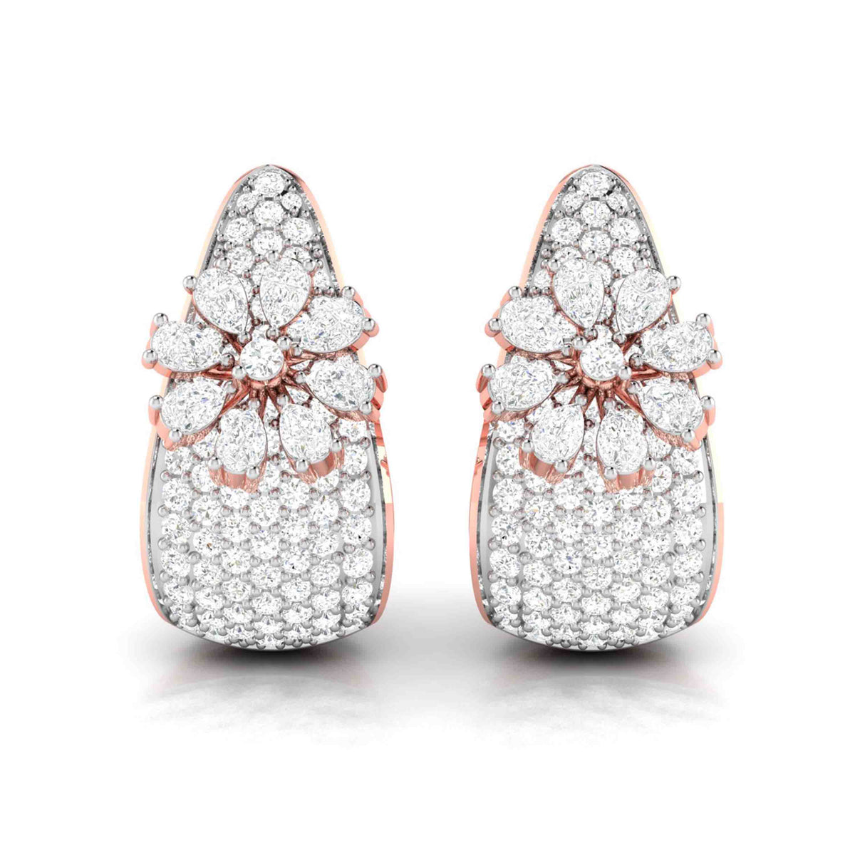 Flower Reign Rose Gold Diamond Earrings [rg]