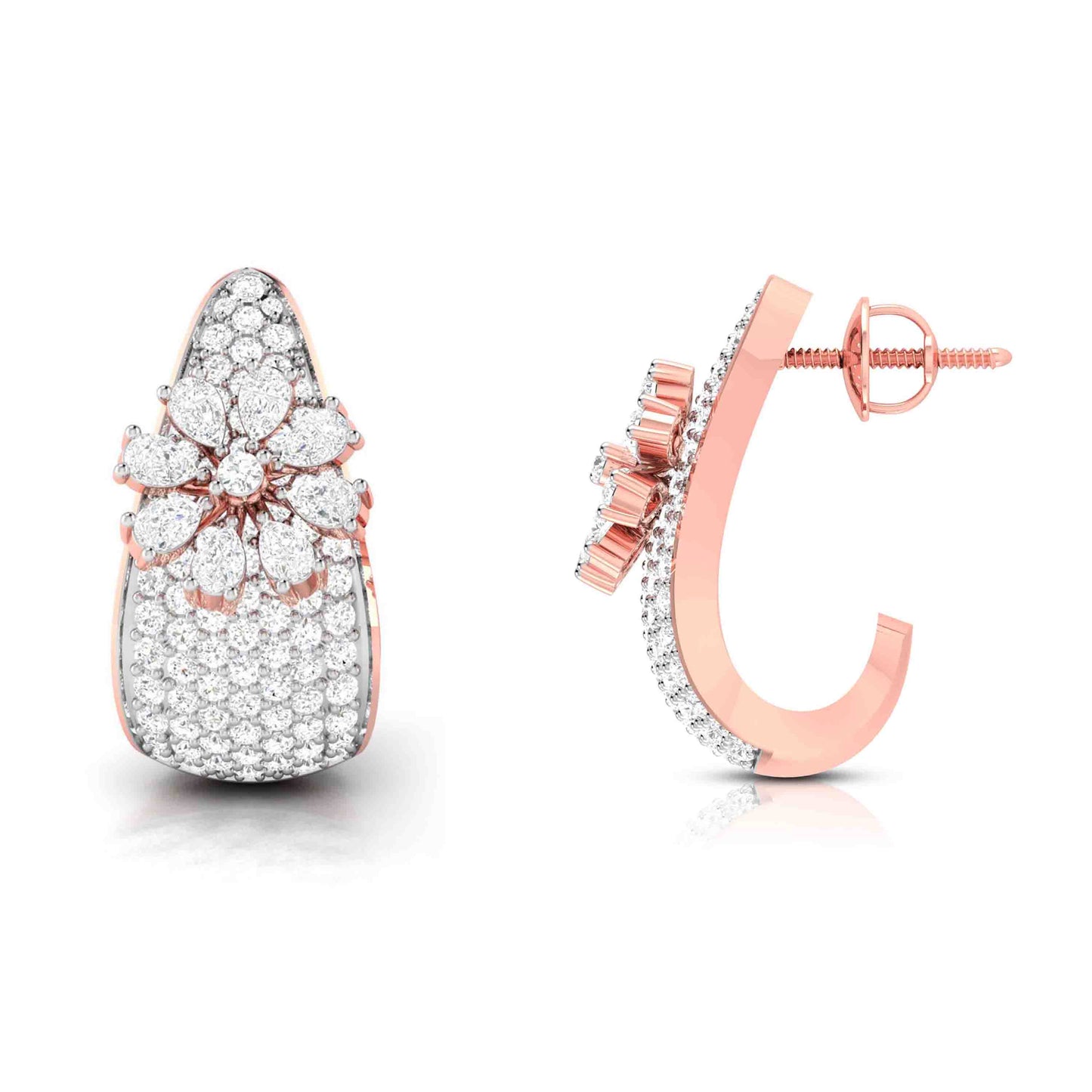 Rose Gold Diamond Earrings - Flower Reign [rg]