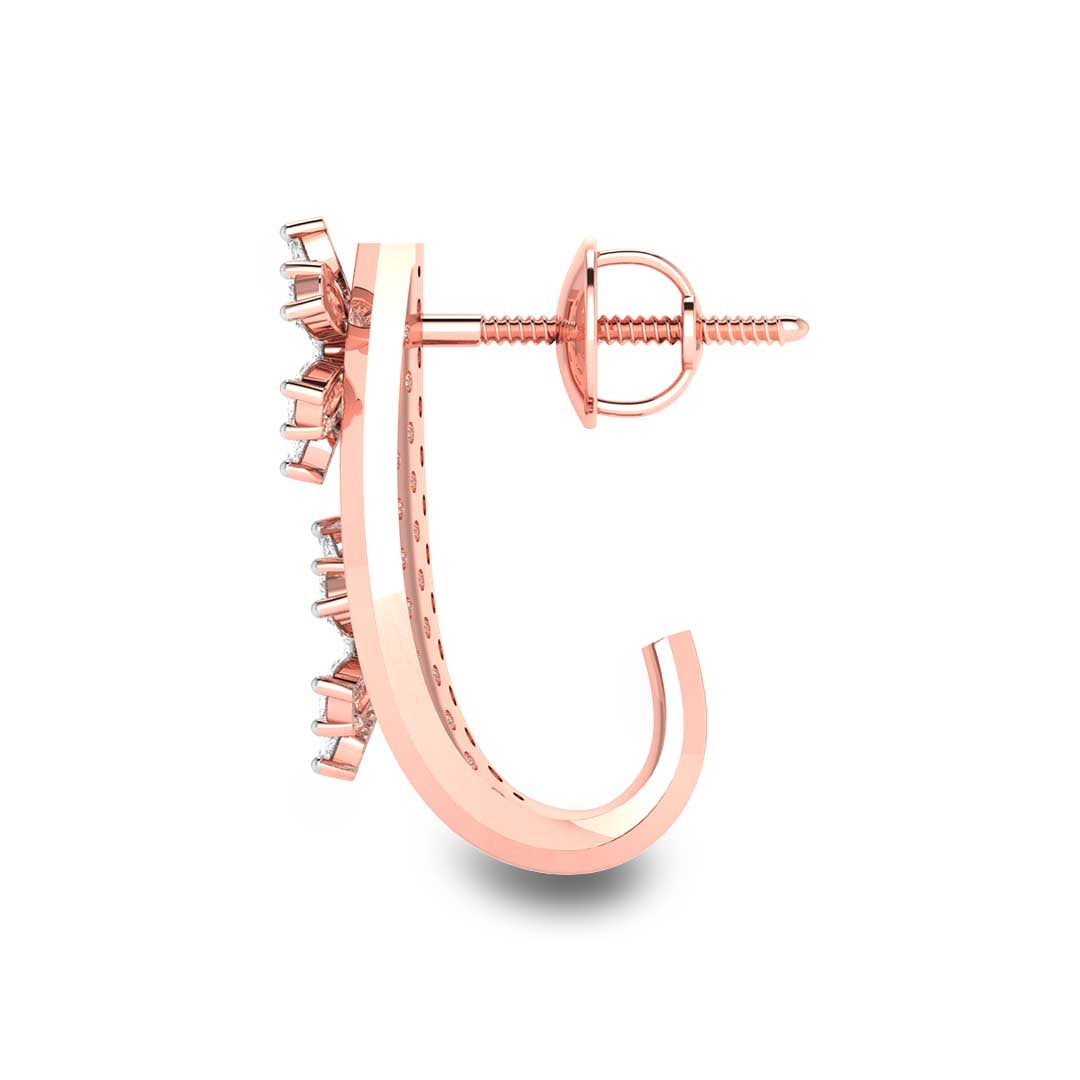 Rose Gold Diamond Earrings - Floral Ensemble [rg]