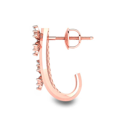 Rose Gold Diamond Earrings - Floral Ensemble [rg]